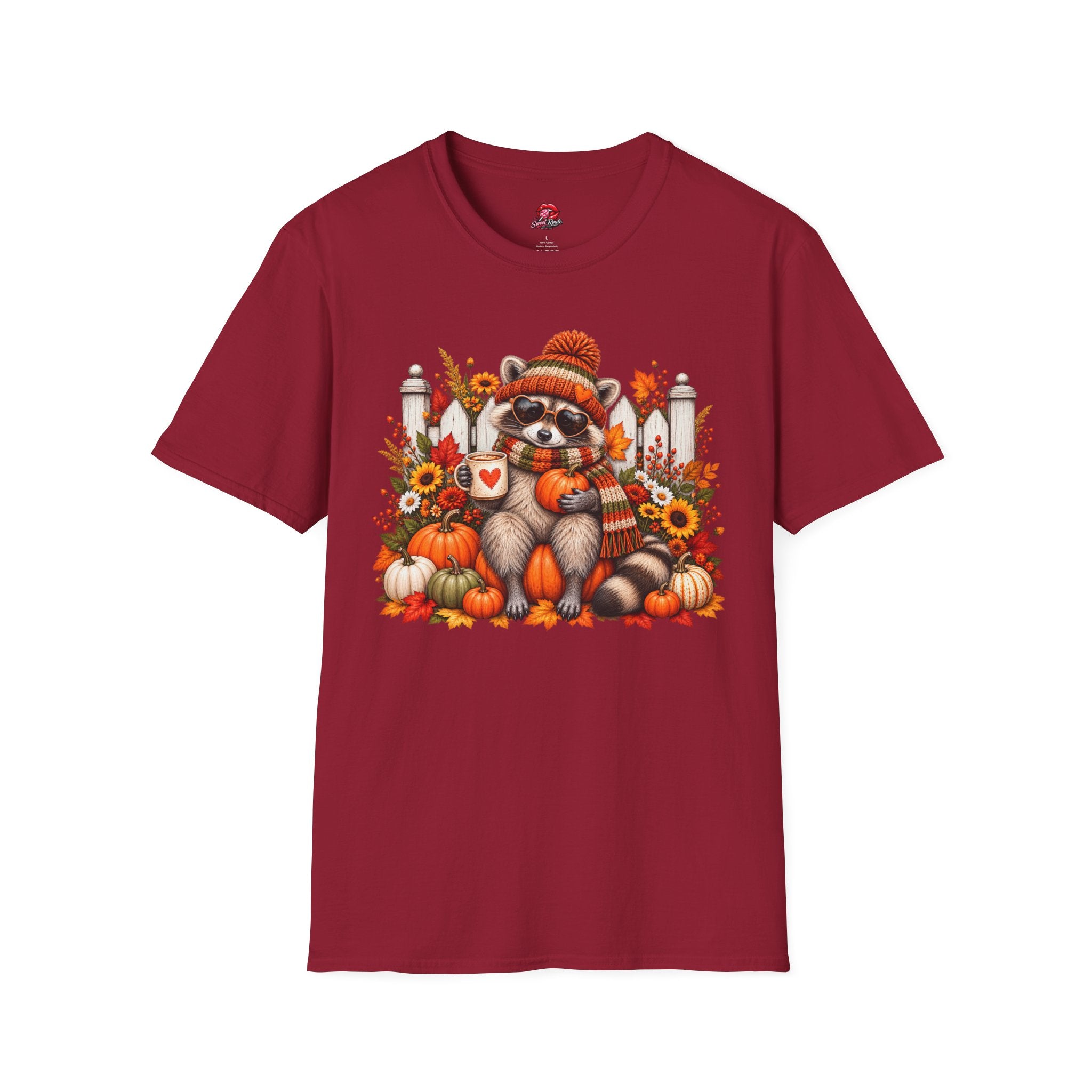 Cozy Fall Pumpkin, Sunflower RaccoonT-Shirt