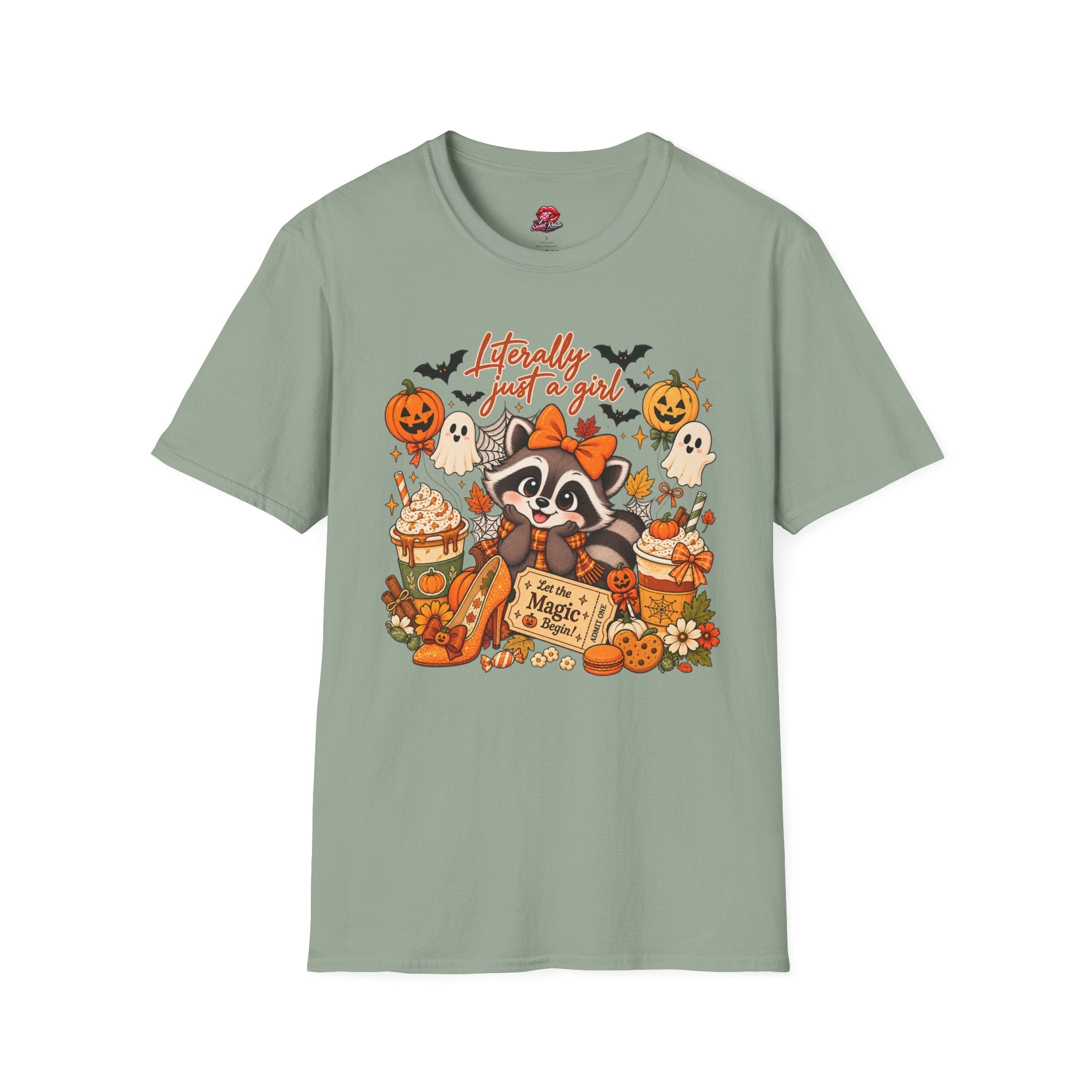 Halloween Just A Girl Raccoon Tee