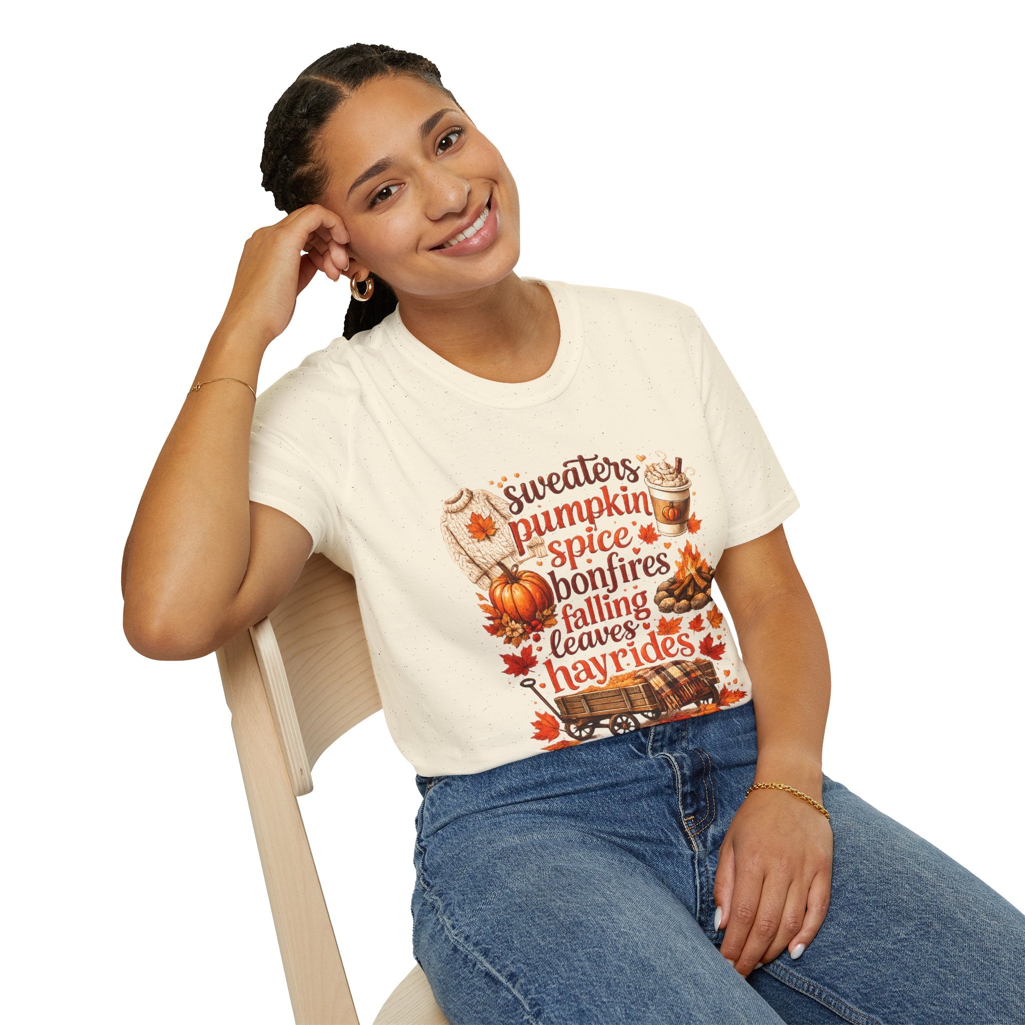 Sweaters Pumpkin Spice Bonfires Falling Leaves T-Shirt | Cute Fall Shirt For Women