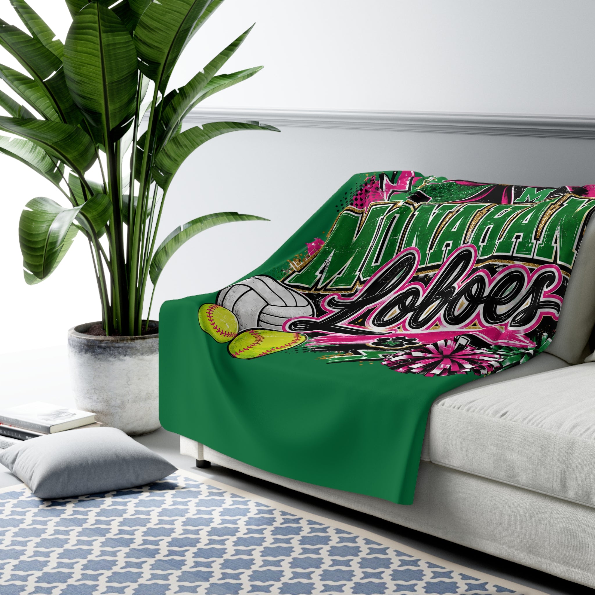 Monahans Loboes School Spirit Throw with Cheer, Volleyball & Softball Graphics