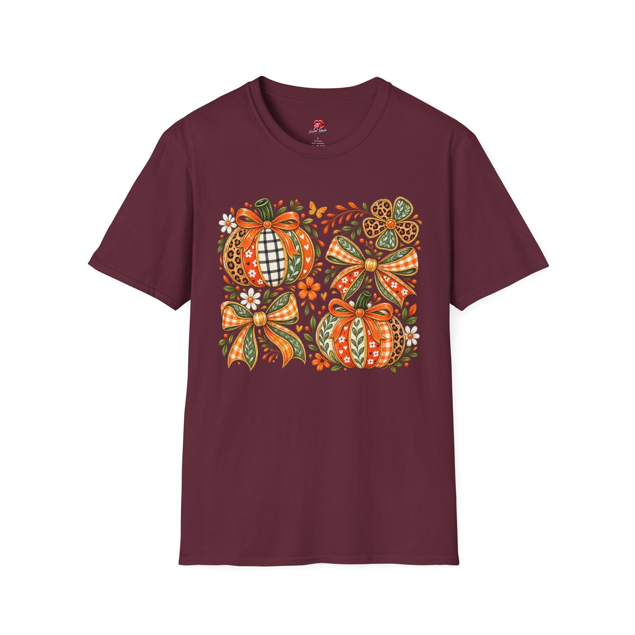 Autumn Plaid & Floral Fall Tee