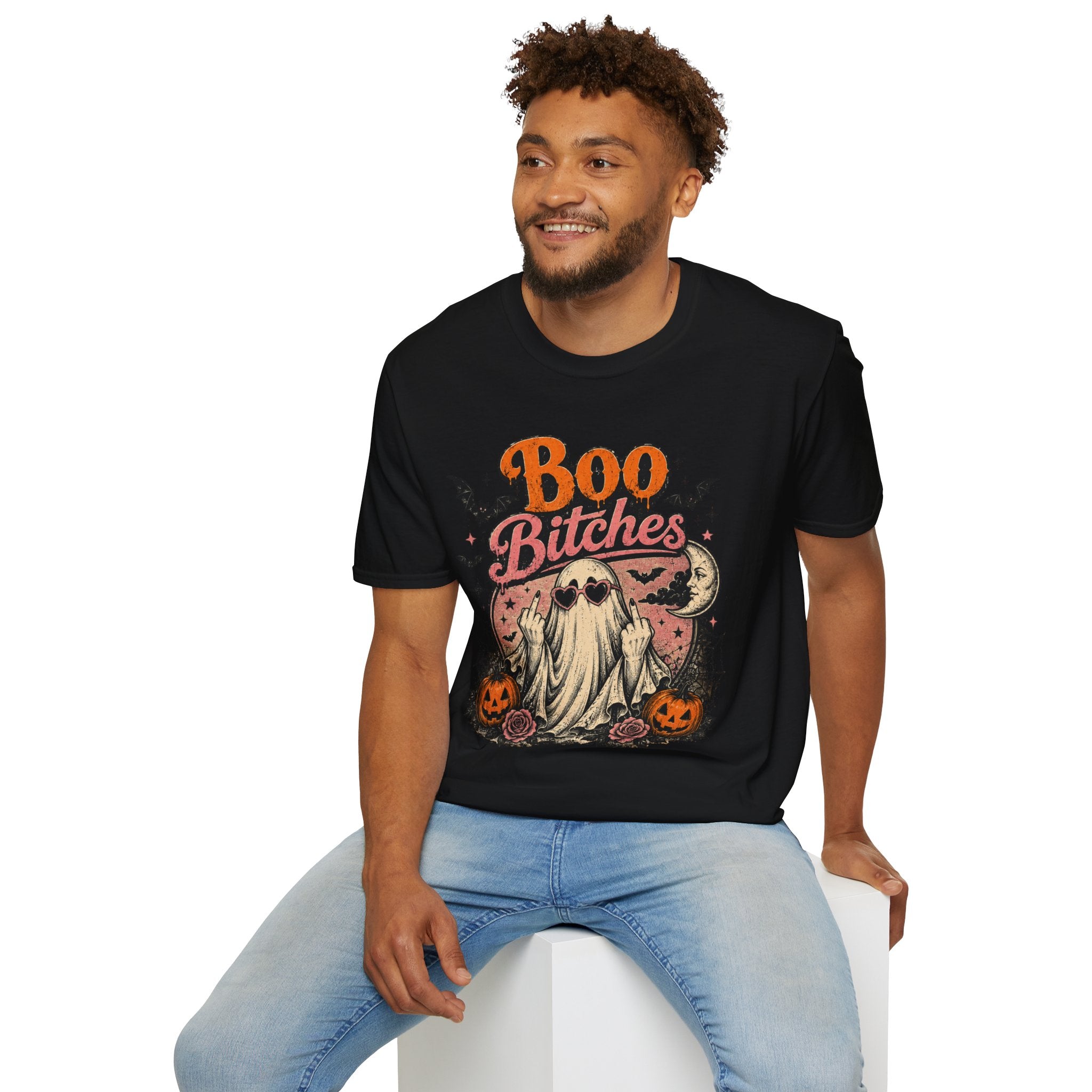 Boo Bitches Halloween T-Shirt | Funny Ghost Graphic Tee | Cute Spooky Season Shirt | Retro Halloween Tee
