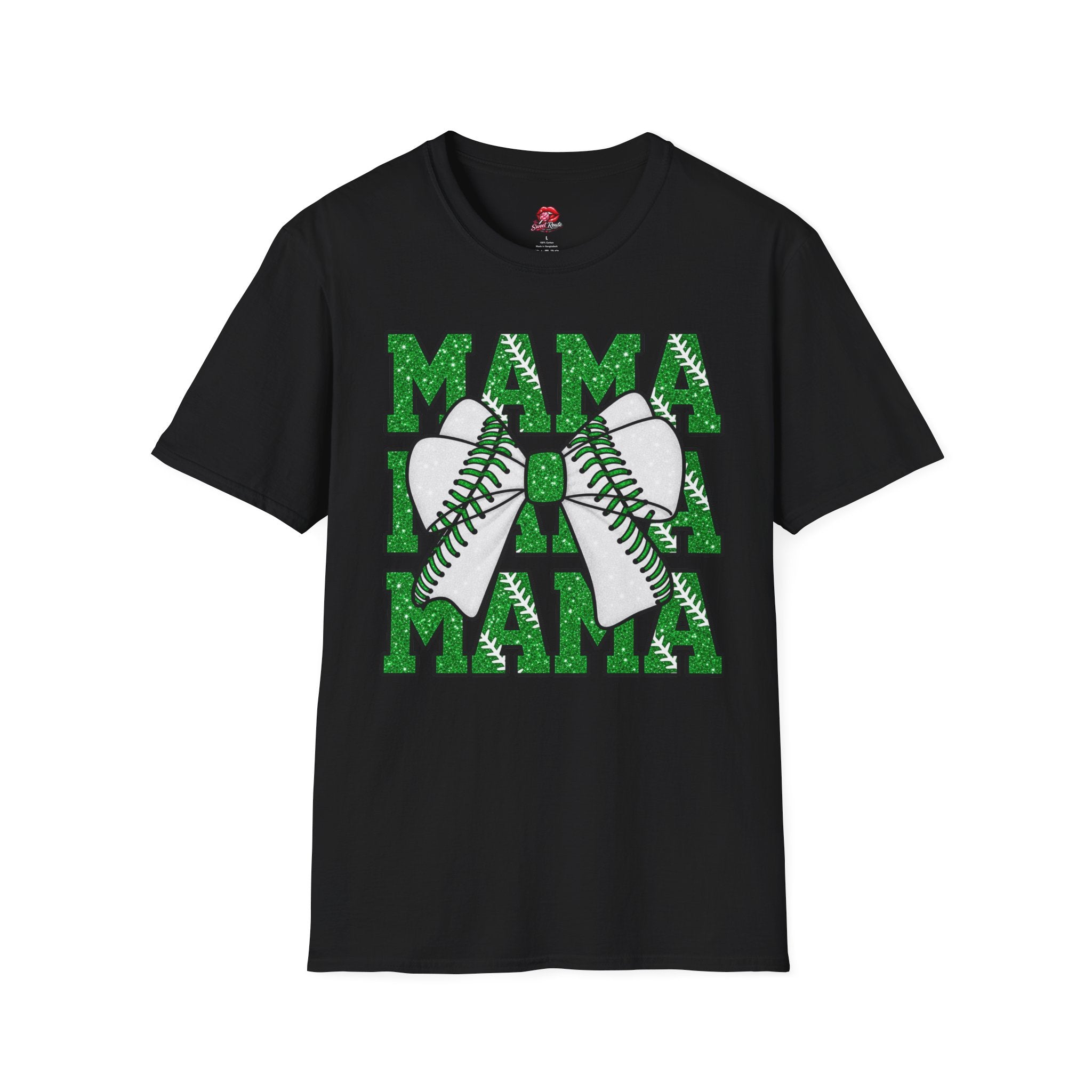 Green Glitter Mama Baseball Tee
