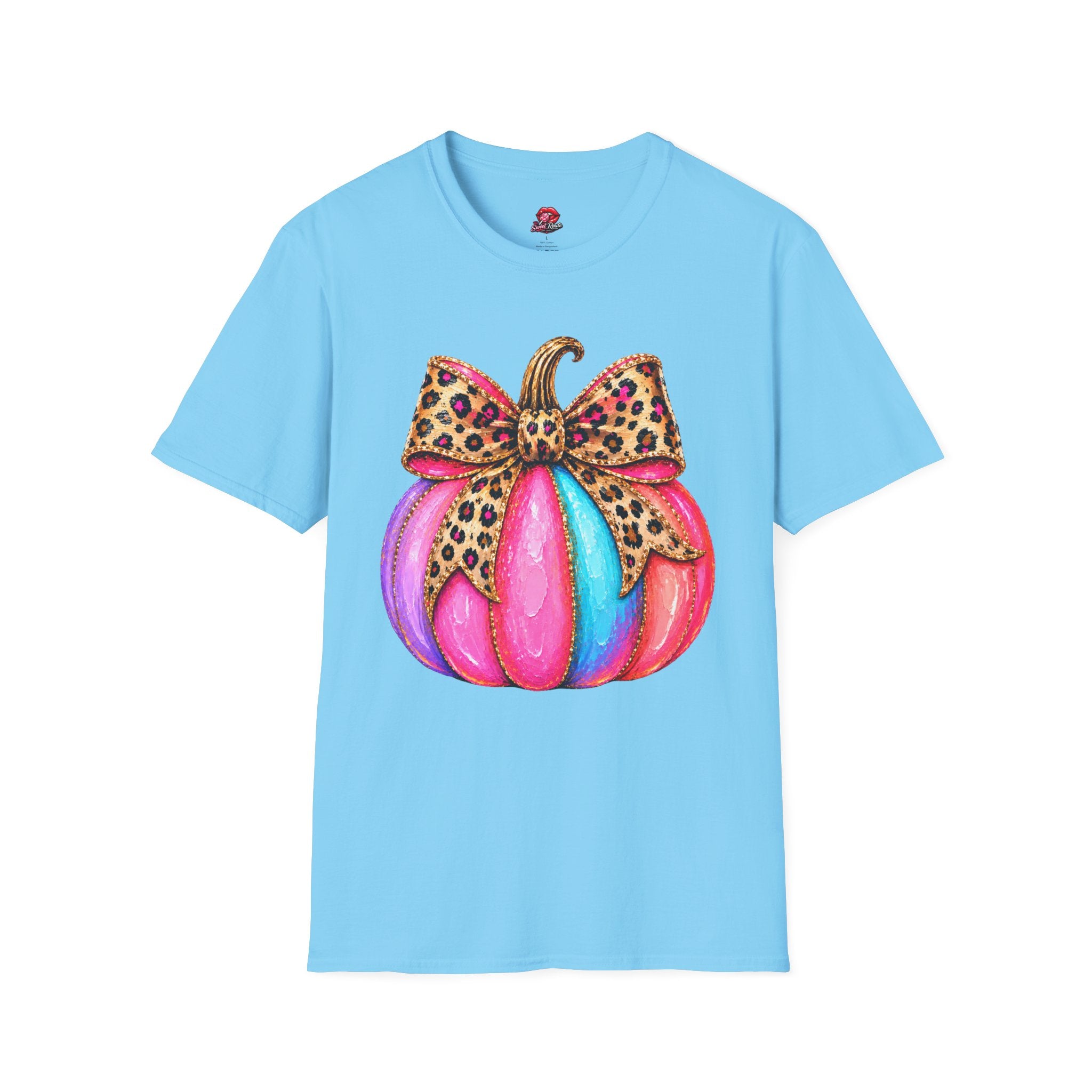 Leopard Bow Rainbow Pumpkin T-Shirt