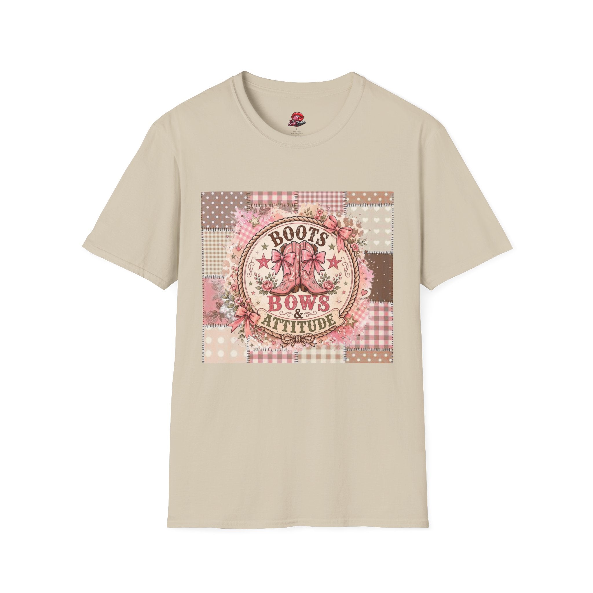 Boots Bows Attitude patchwork Tee