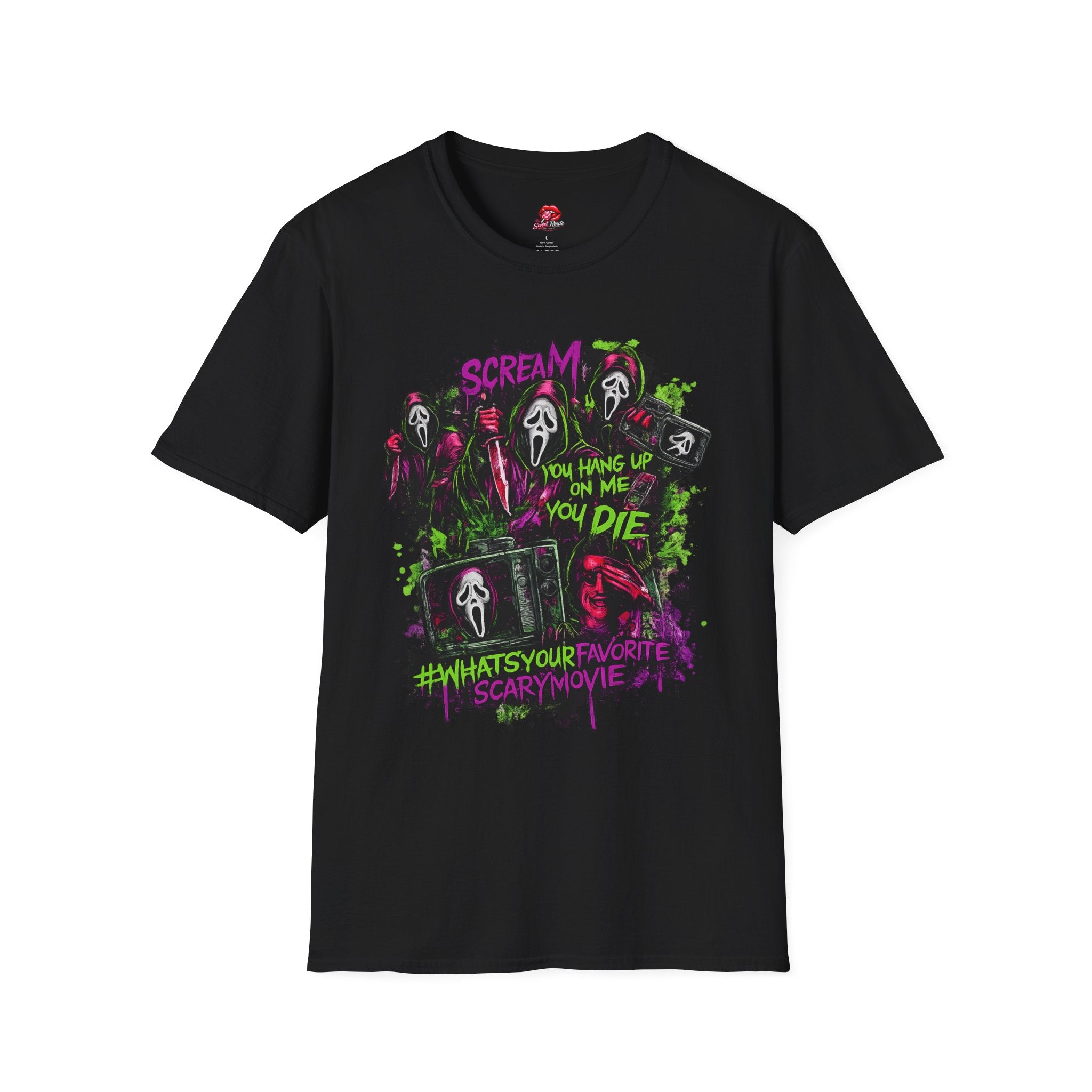You Hang Up On Me Again Ghostface Shirt | Funny Horror Halloween T-Shirt | Retro Slasher Graphic Tee | Spooky Movie Fan Shirt