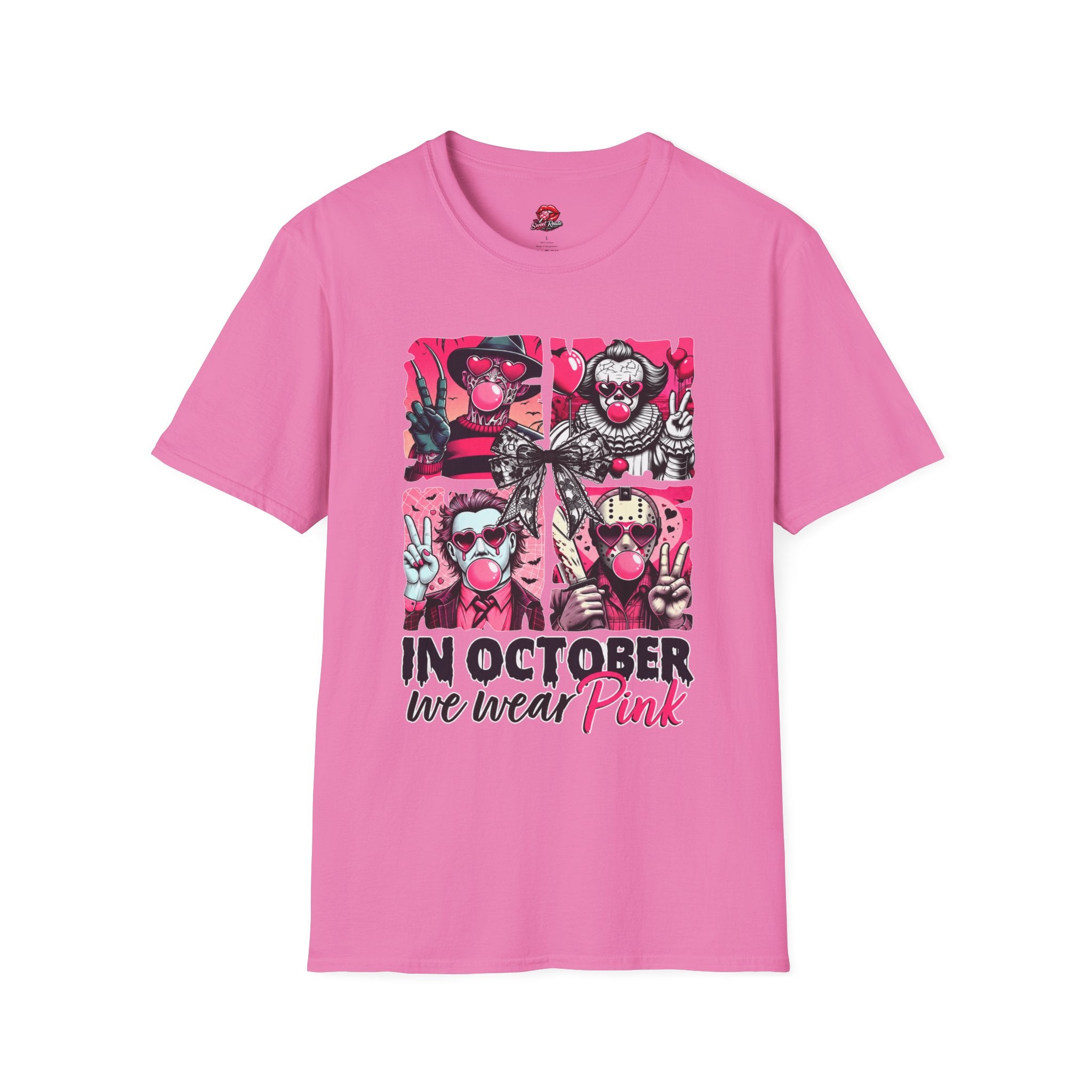In October We Wear Pink Halloween Breast Cancer Awareness Tee