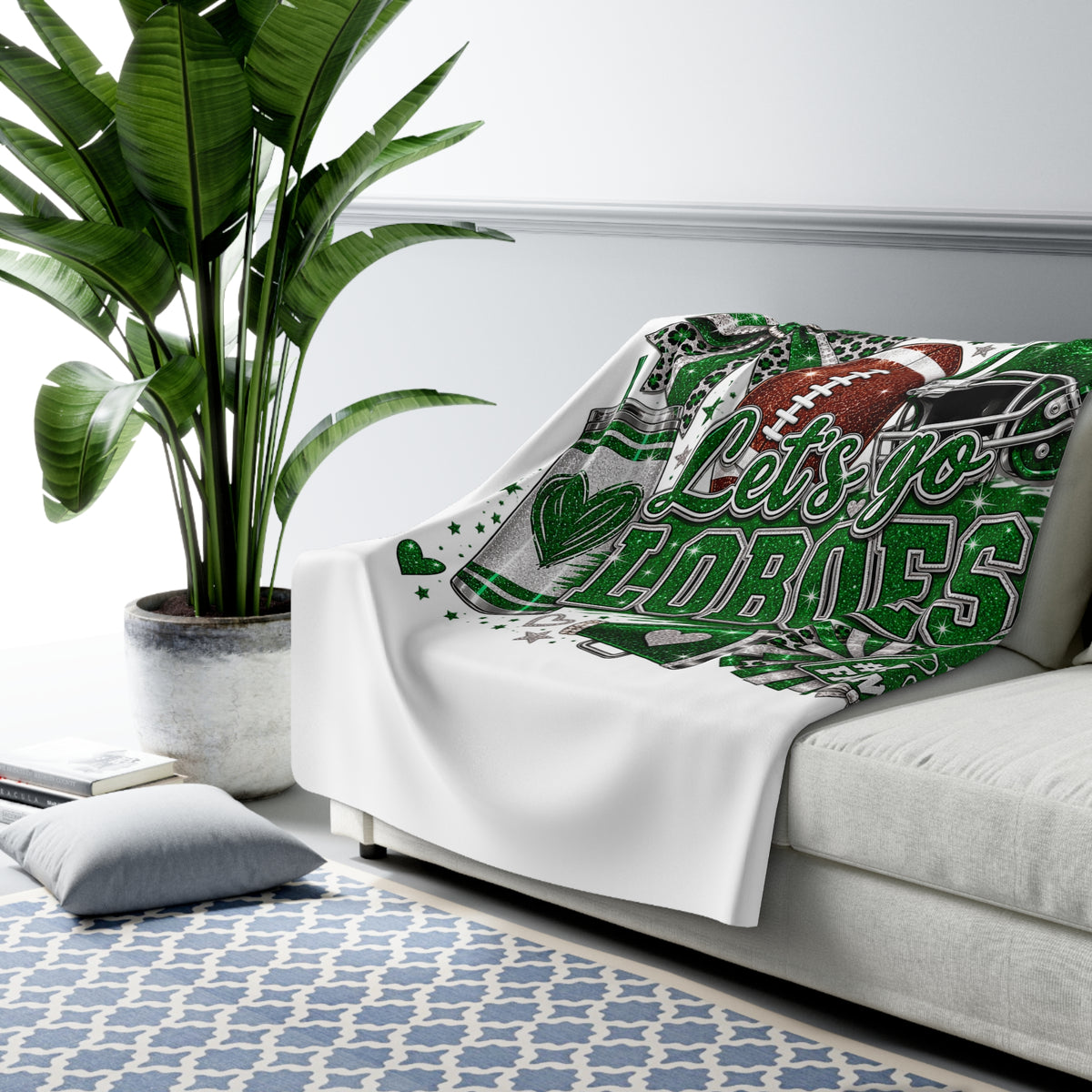 Let’s Go Loboes Sherpa Fleece Blanket – Football Fan Throw
