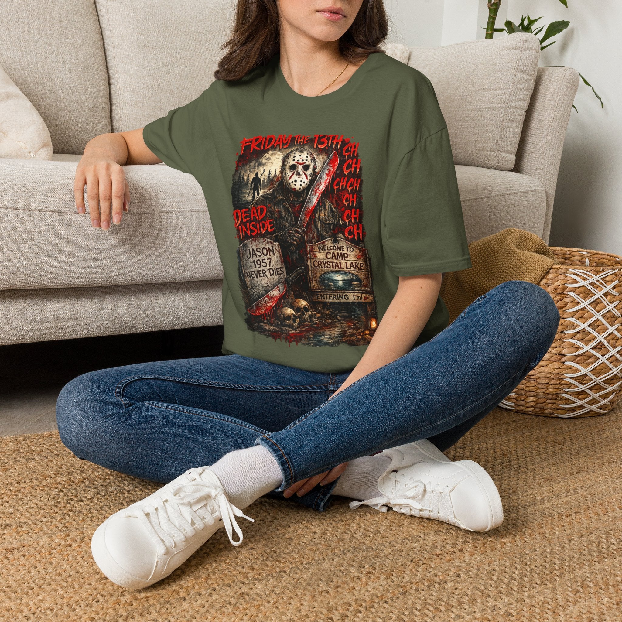 Friday the 13th Jason “Dead Inside” T-Shirt | Vintage Slasher Horror Graphic Tee | Halloween Horror Fan Shirt