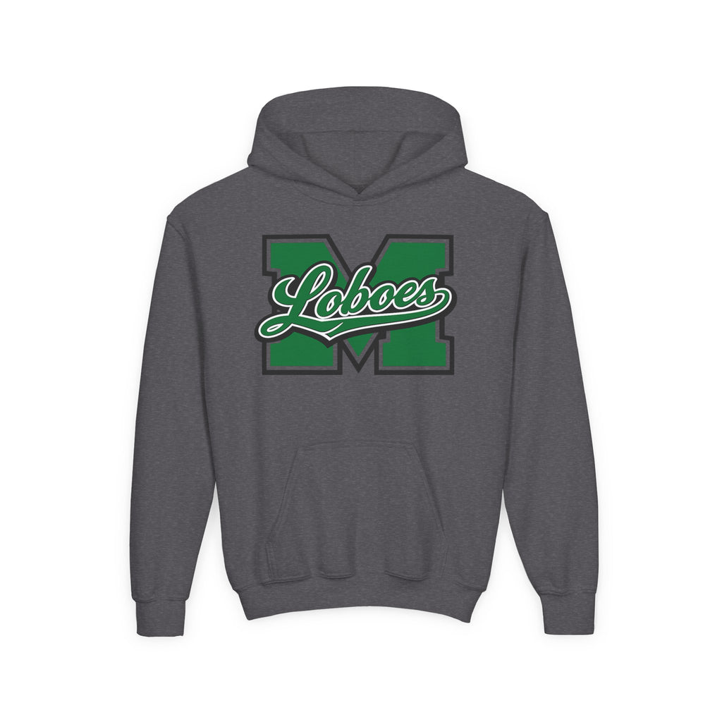 Youth Loboes M Letter Hoodie — Green & White School Spirit Sweatshirt