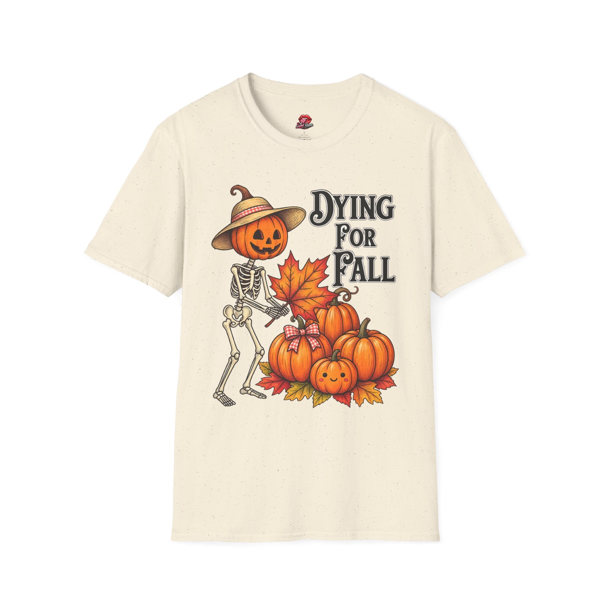 Dying for Fall Pumpkin Skeleton Autumn Tee