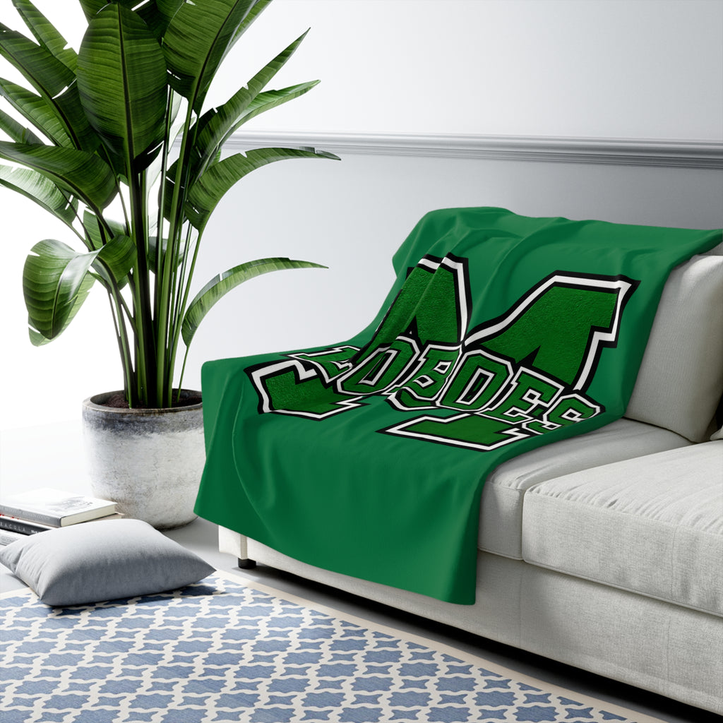 Green 'M Loboes' Sherpa Fleece Blanket