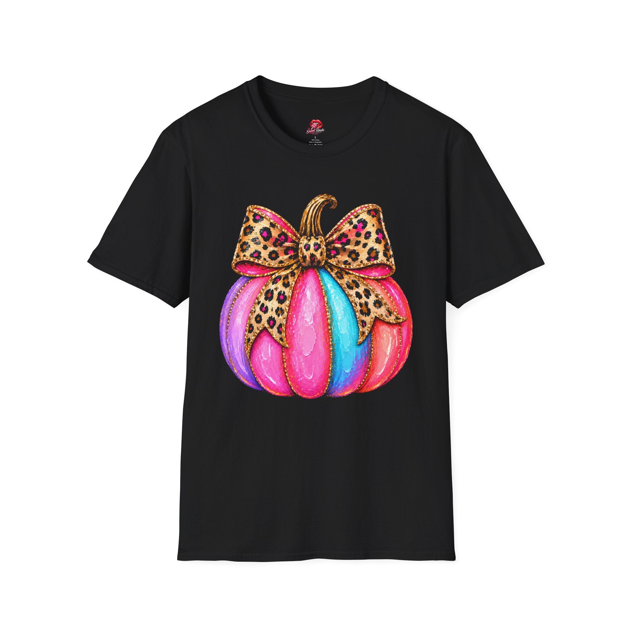 Leopard Bow Rainbow Pumpkin T-Shirt