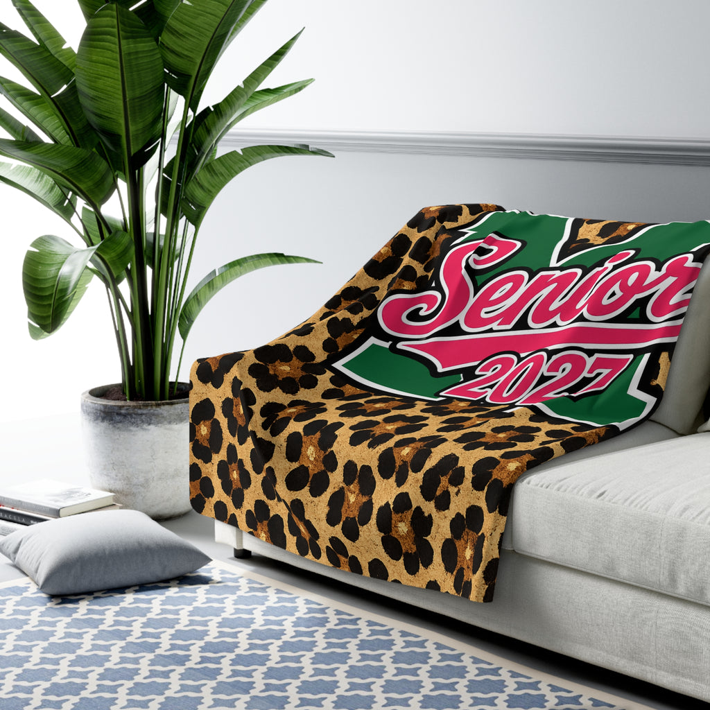 Senior 2027 Leopard Sherpa Fleece Blanket