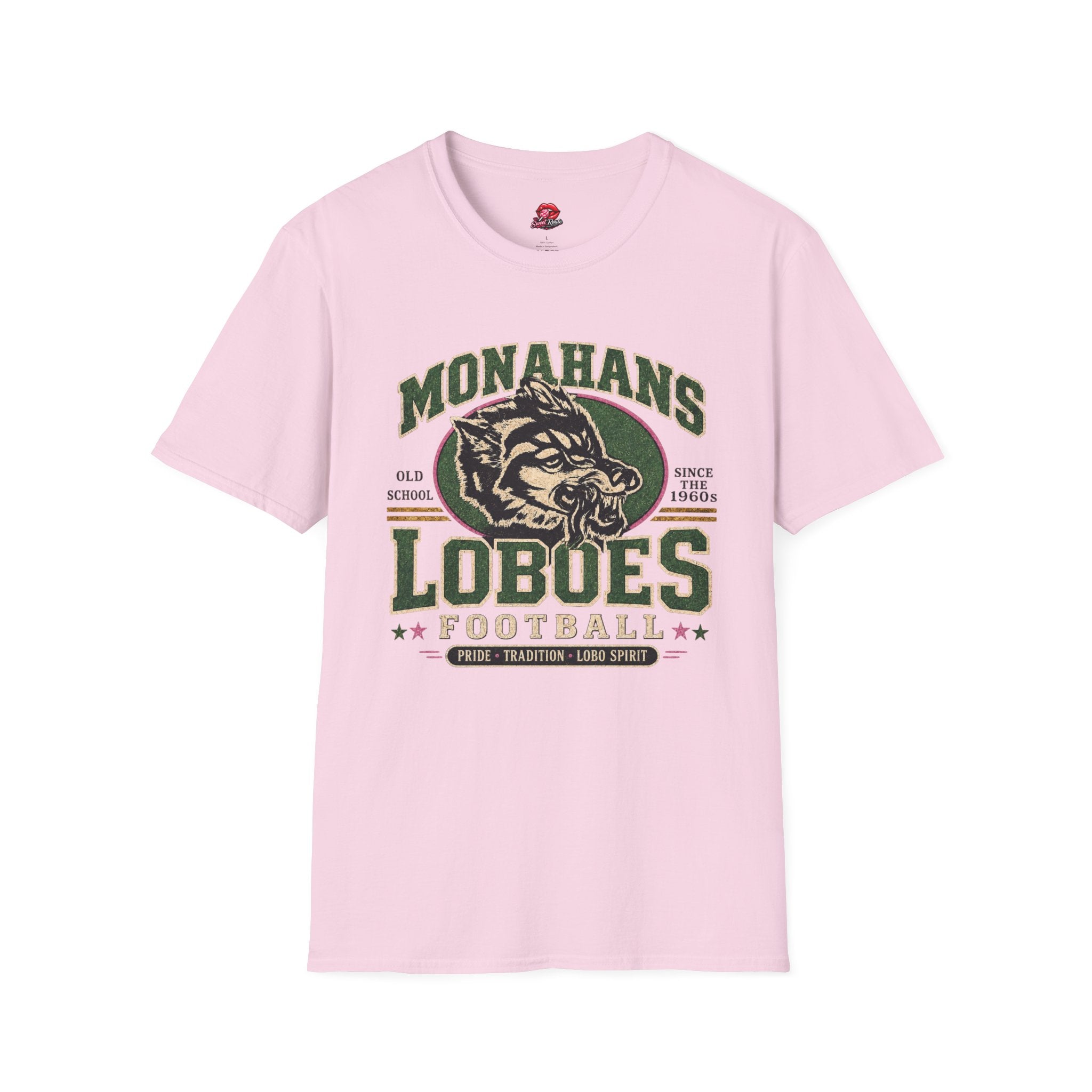 Monahans Loboes Vintage Football Pink Out Accents  T-Shirt