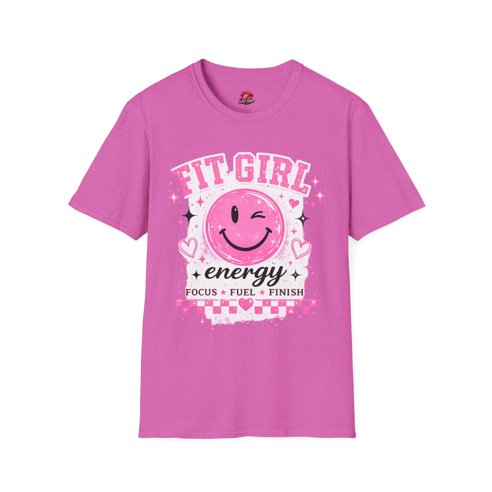 Fit Girl Pink Smiley Fitness Tee
