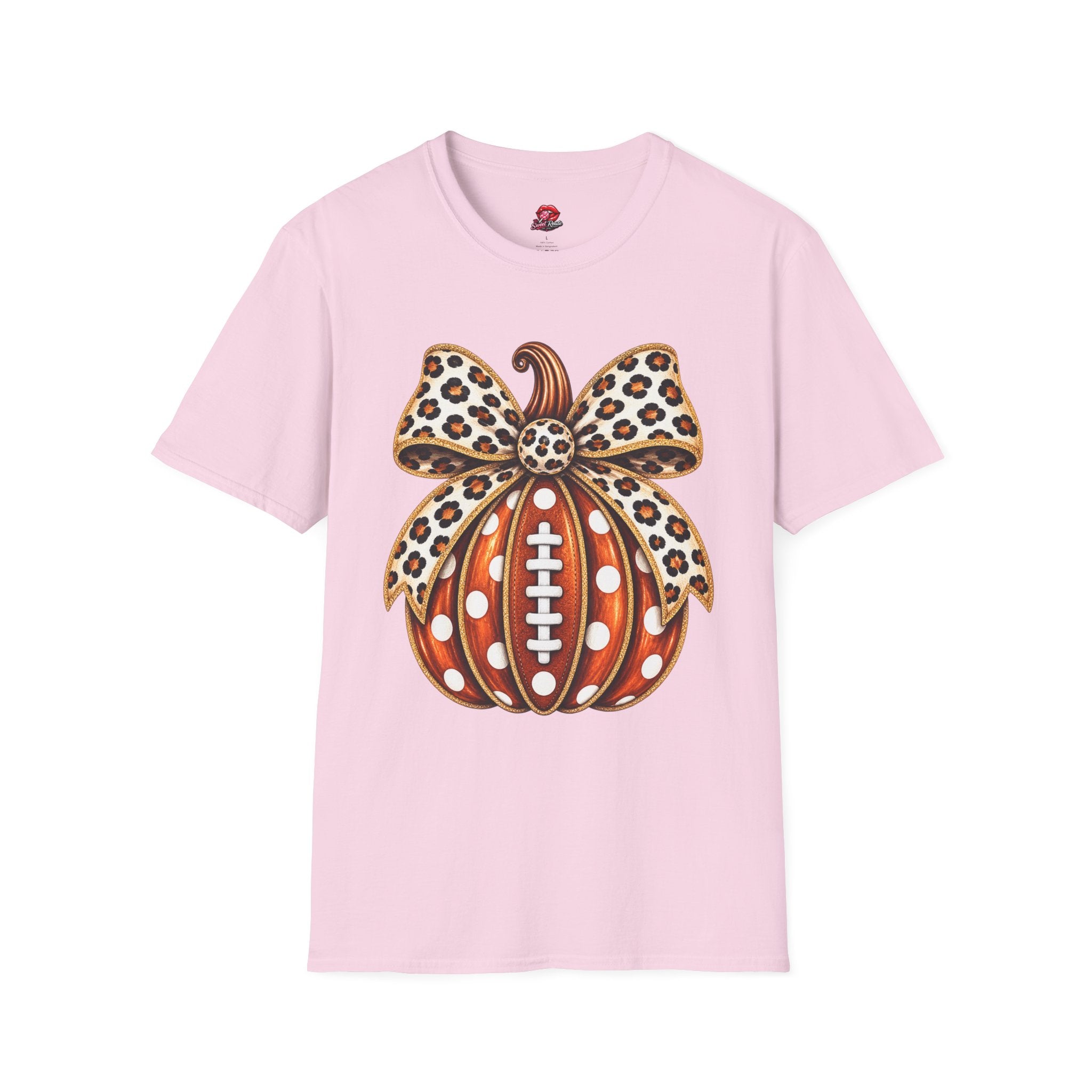 Leopard Bow Football Pumpkin T-Shirt