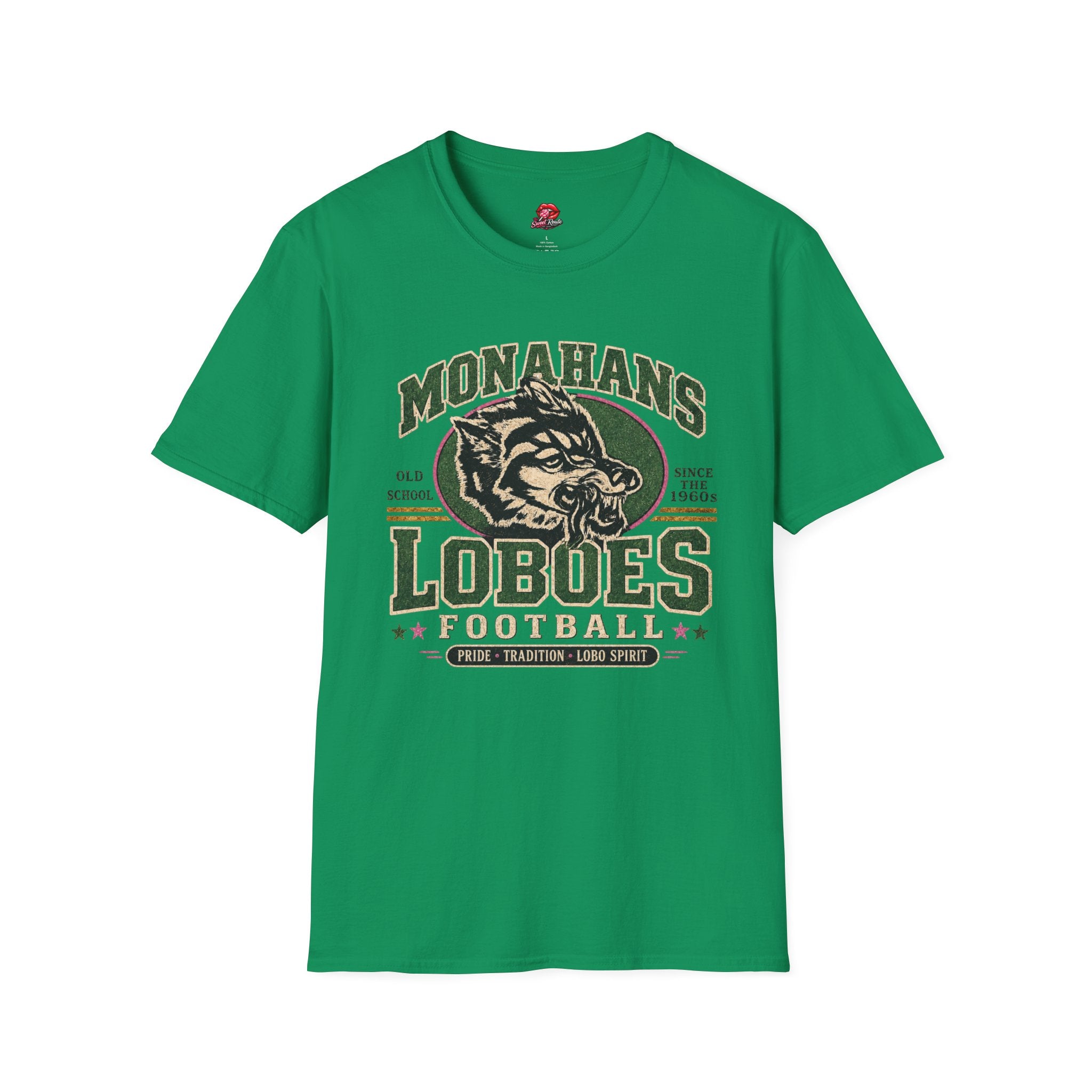 Monahans Loboes Vintage Football Pink Out Accents  T-Shirt