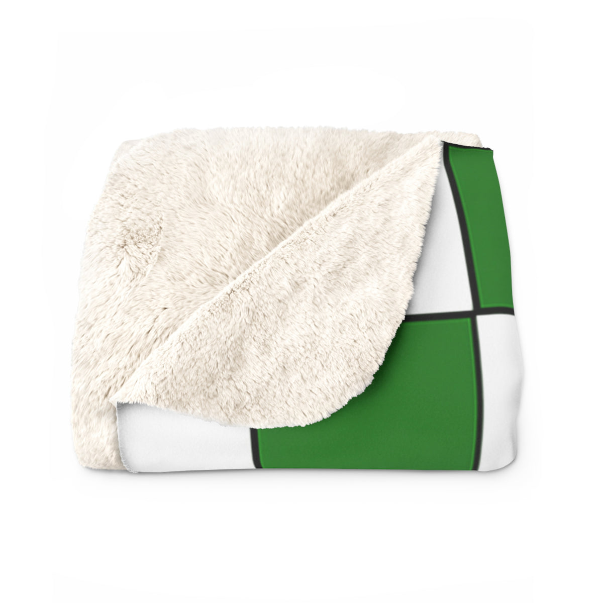 Loboes Checkered Sherpa Blanket — Green & Pink School Mascot Throw