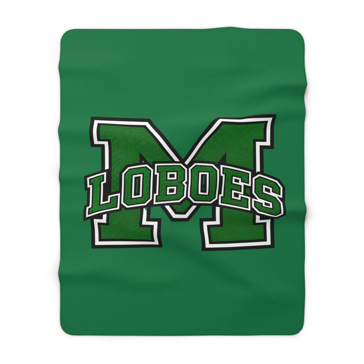Green 'M Loboes' Sherpa Fleece Blanket