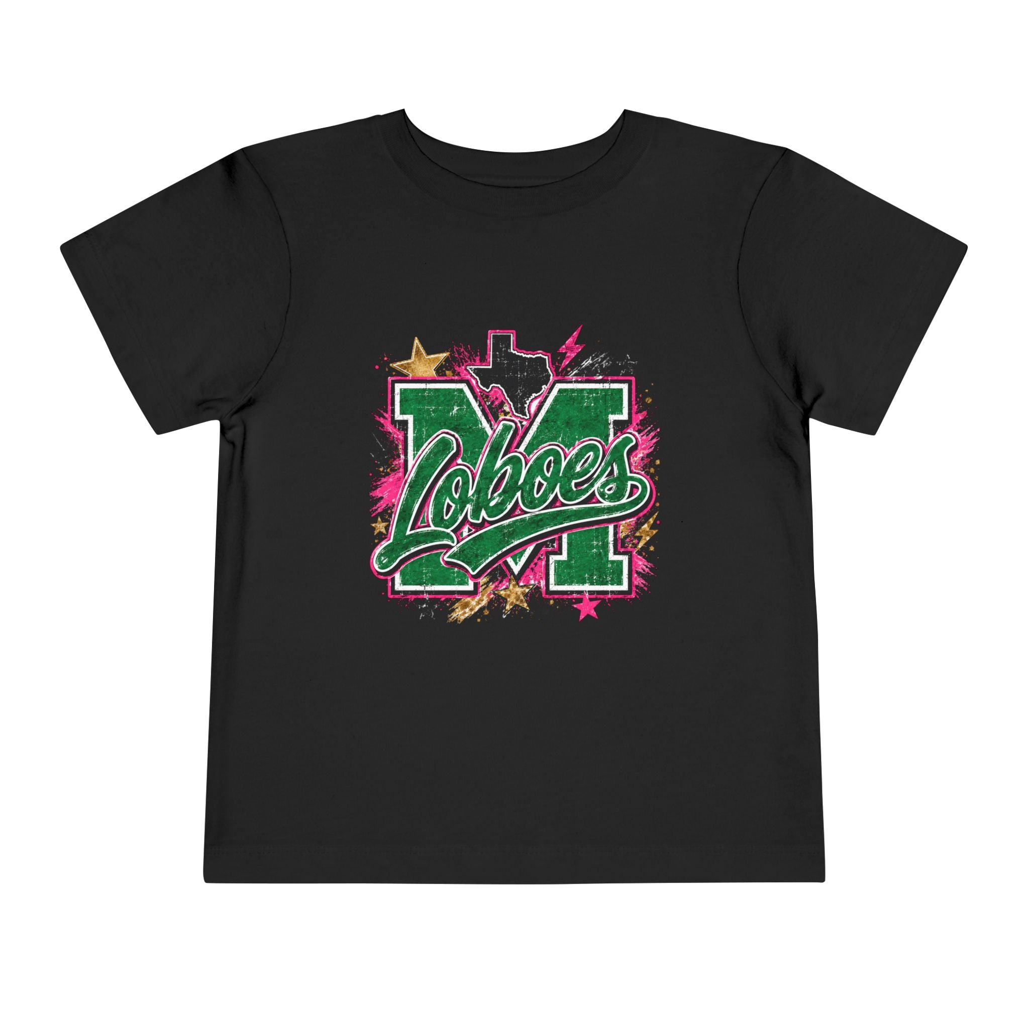 Toddler Tee Loboes Green & Pink Cheer Shirt