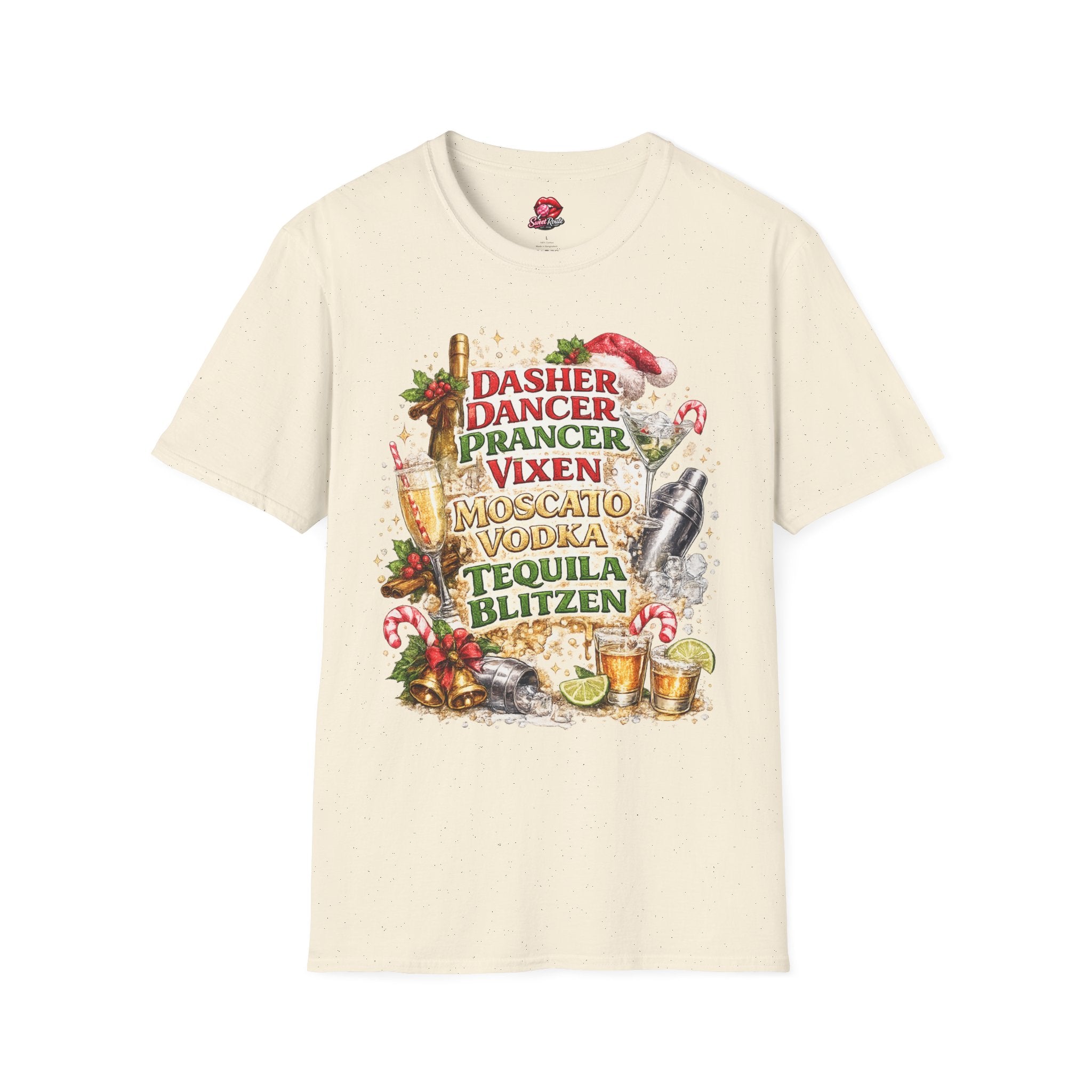 Dasher Dancer Prancer Vixen Moscato Vodka T-Shirt