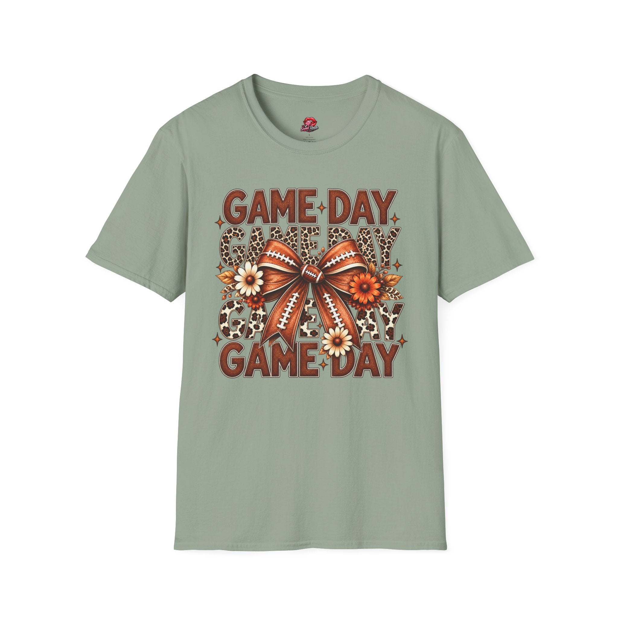 Floral Football Bow Game Day Tee