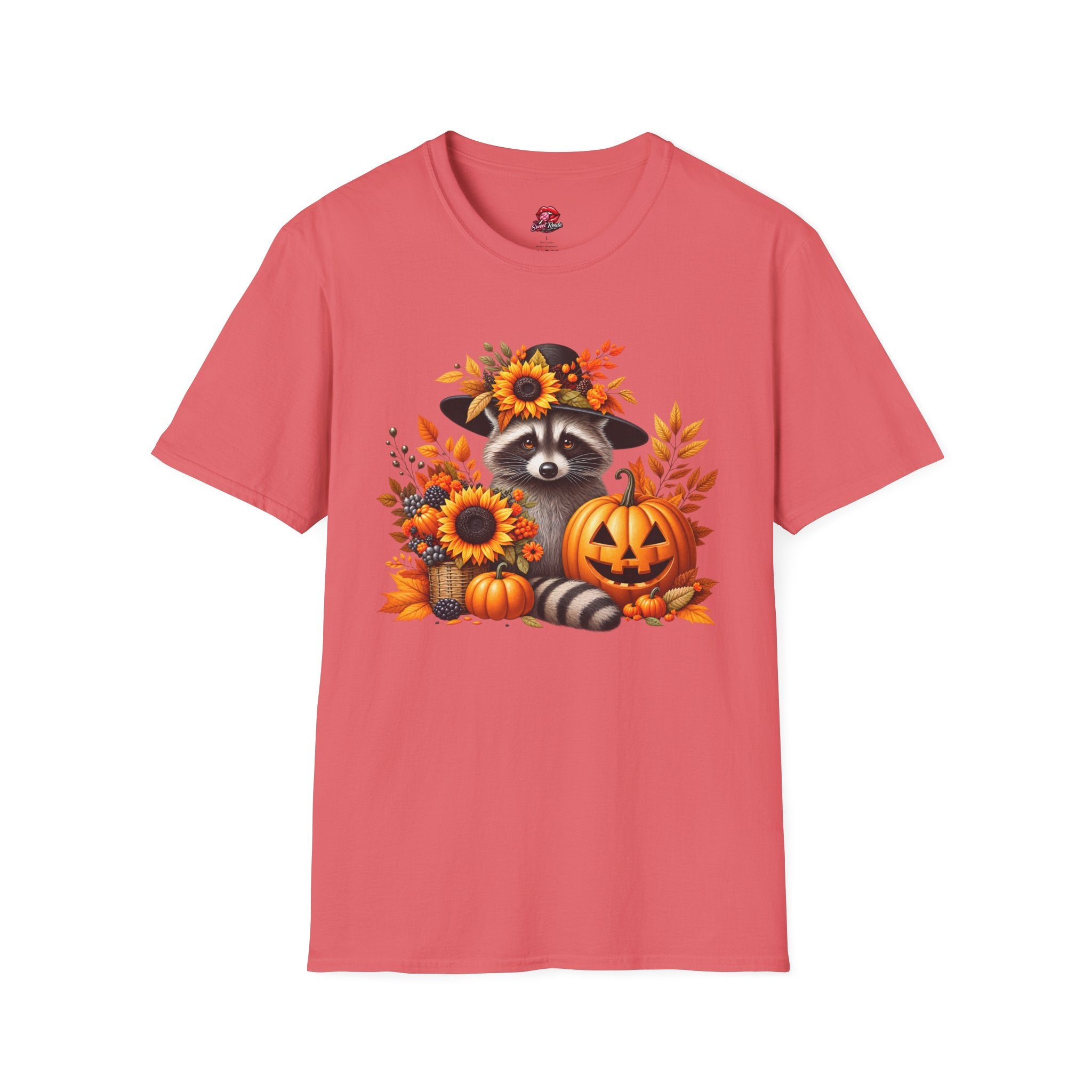 Sunflower & Autumn Leaves Raccoon Tee