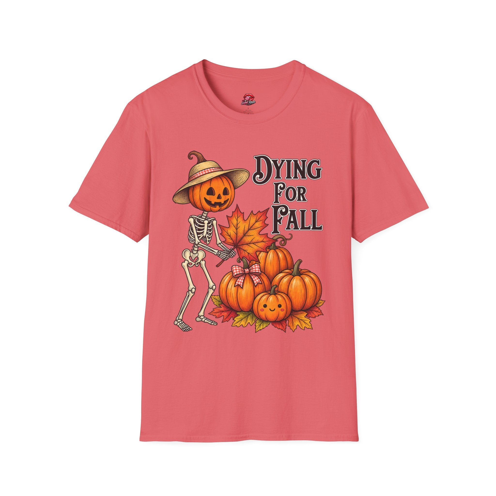 Dying for Fall Pumpkin Skeleton Autumn Tee