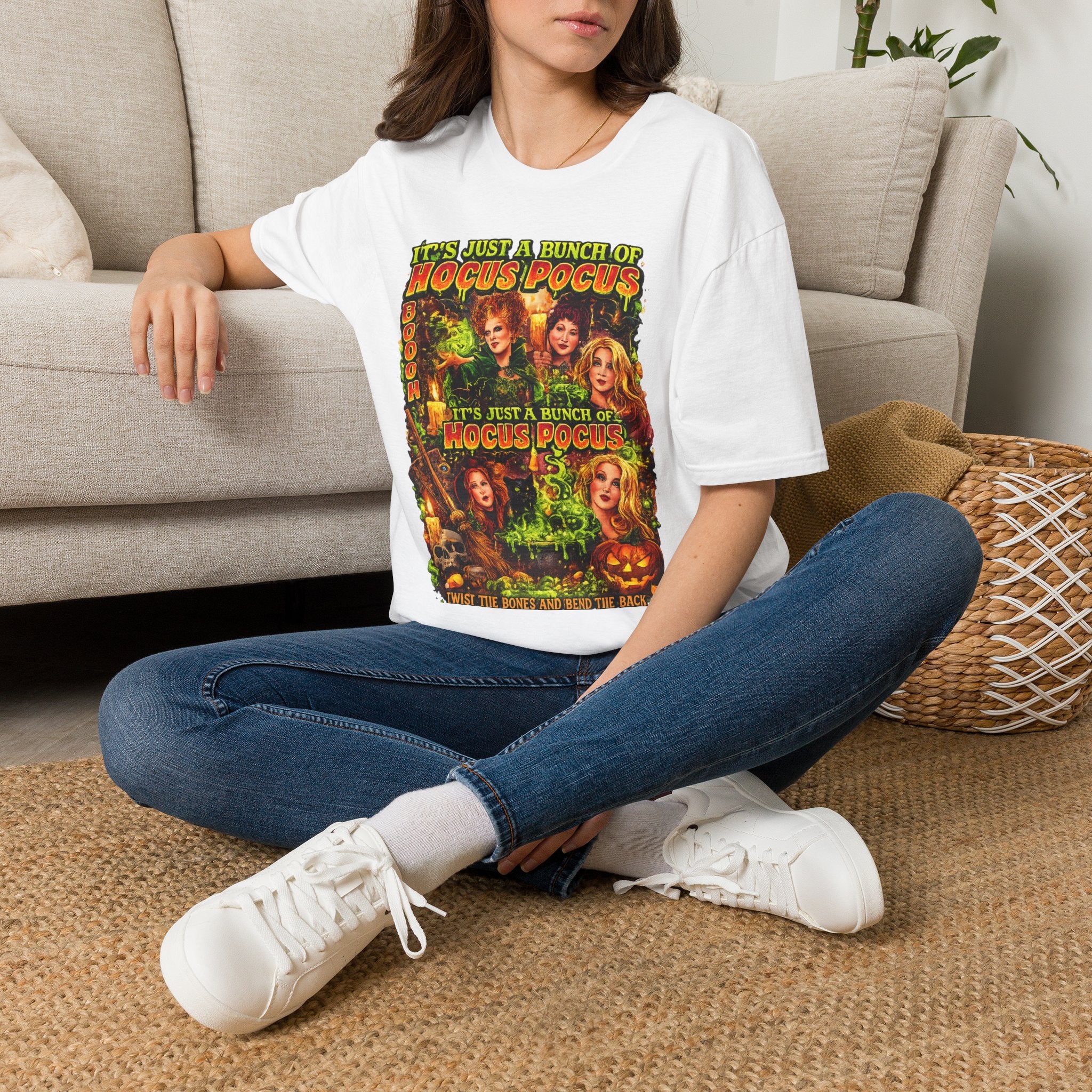 Hocus Pocus Movie Shirt | It’s Just a Bunch of Hocus Pocus Vintage Halloween Tee | Retro Sanderson Sisters Fall Graphic T-Shirt | Spooky Season Gift