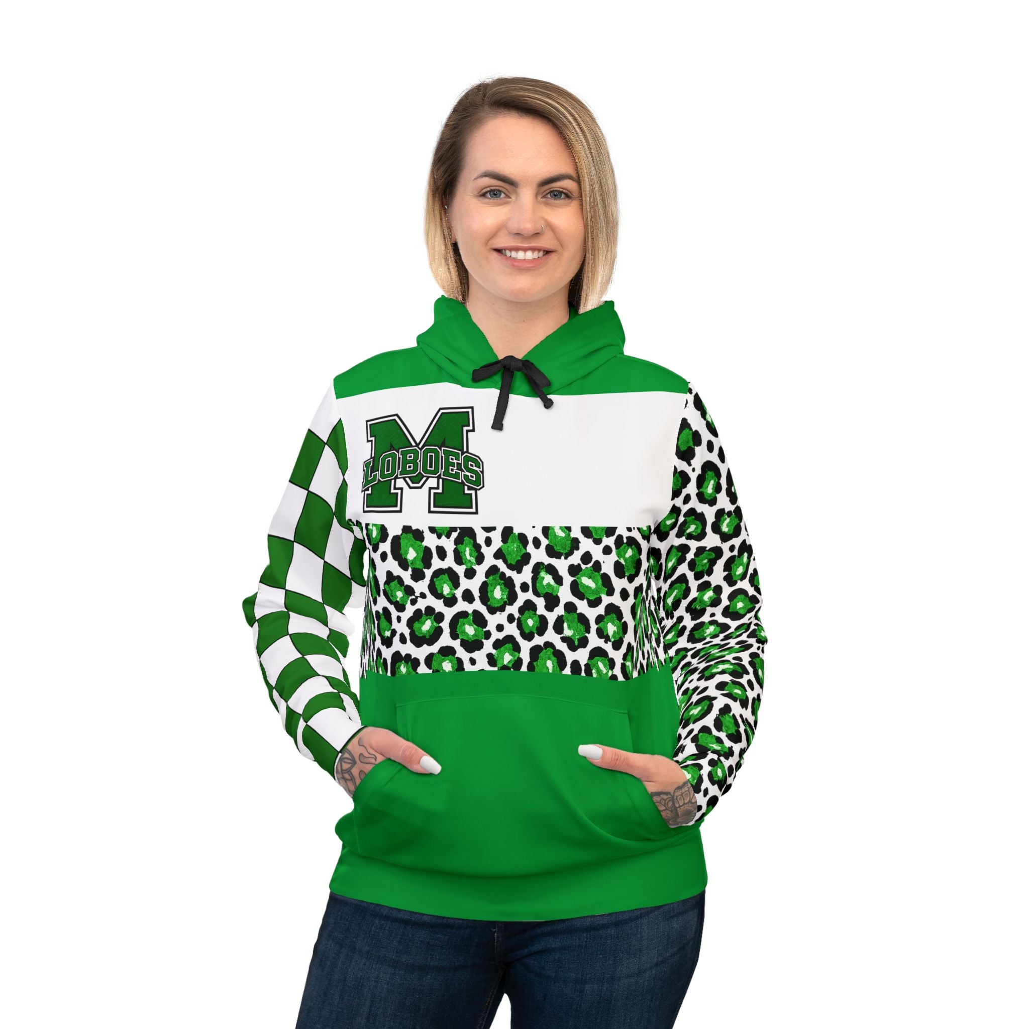 Green Leopard & Checker Athletic Hoodie