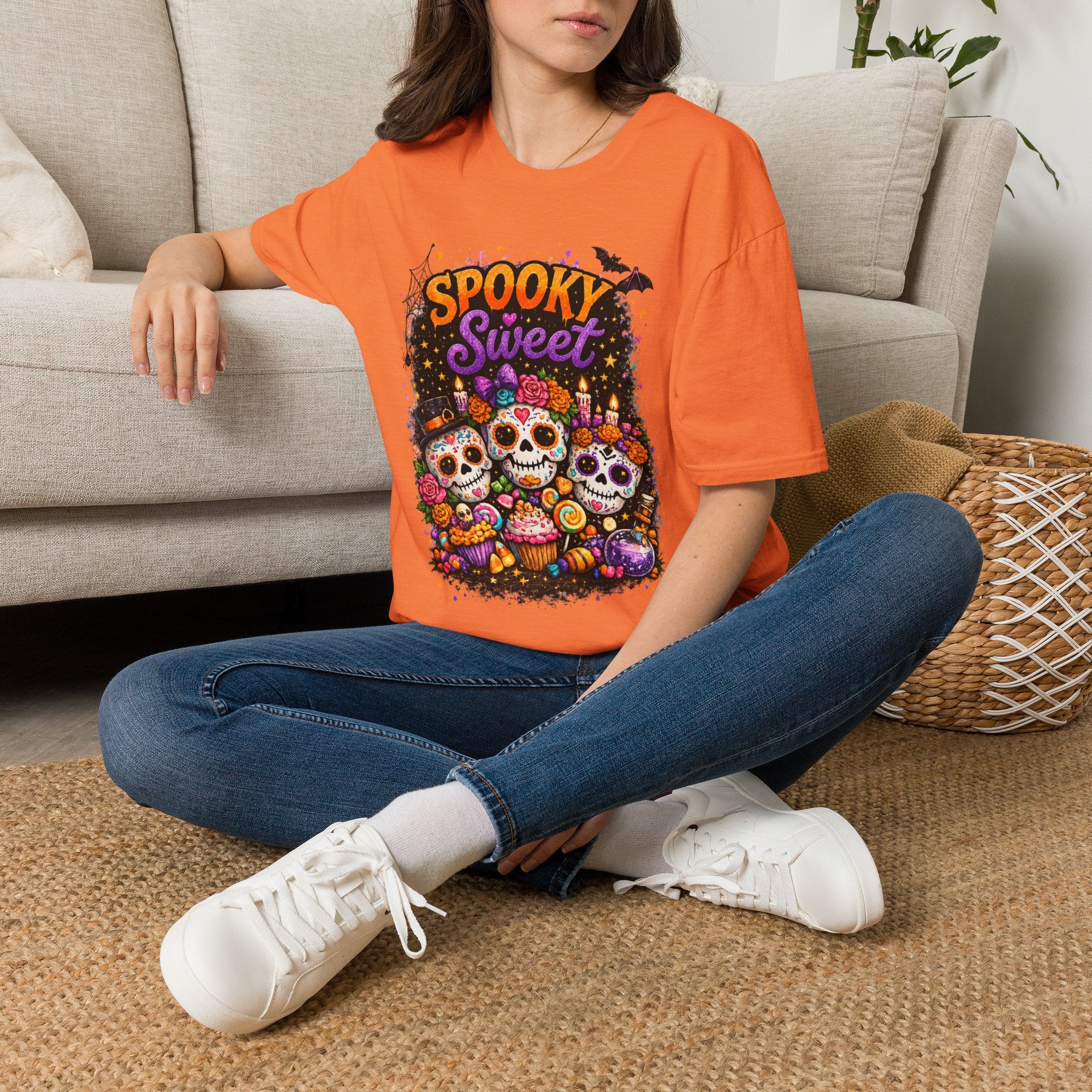 Spooky Sweet Sugar Skulls Halloween T-Shirt | Cute Sugar Skull Tee | Day of the Dead Shirt | Fall Graphic Tee | Spooky Season Shirt | Halloween Gift