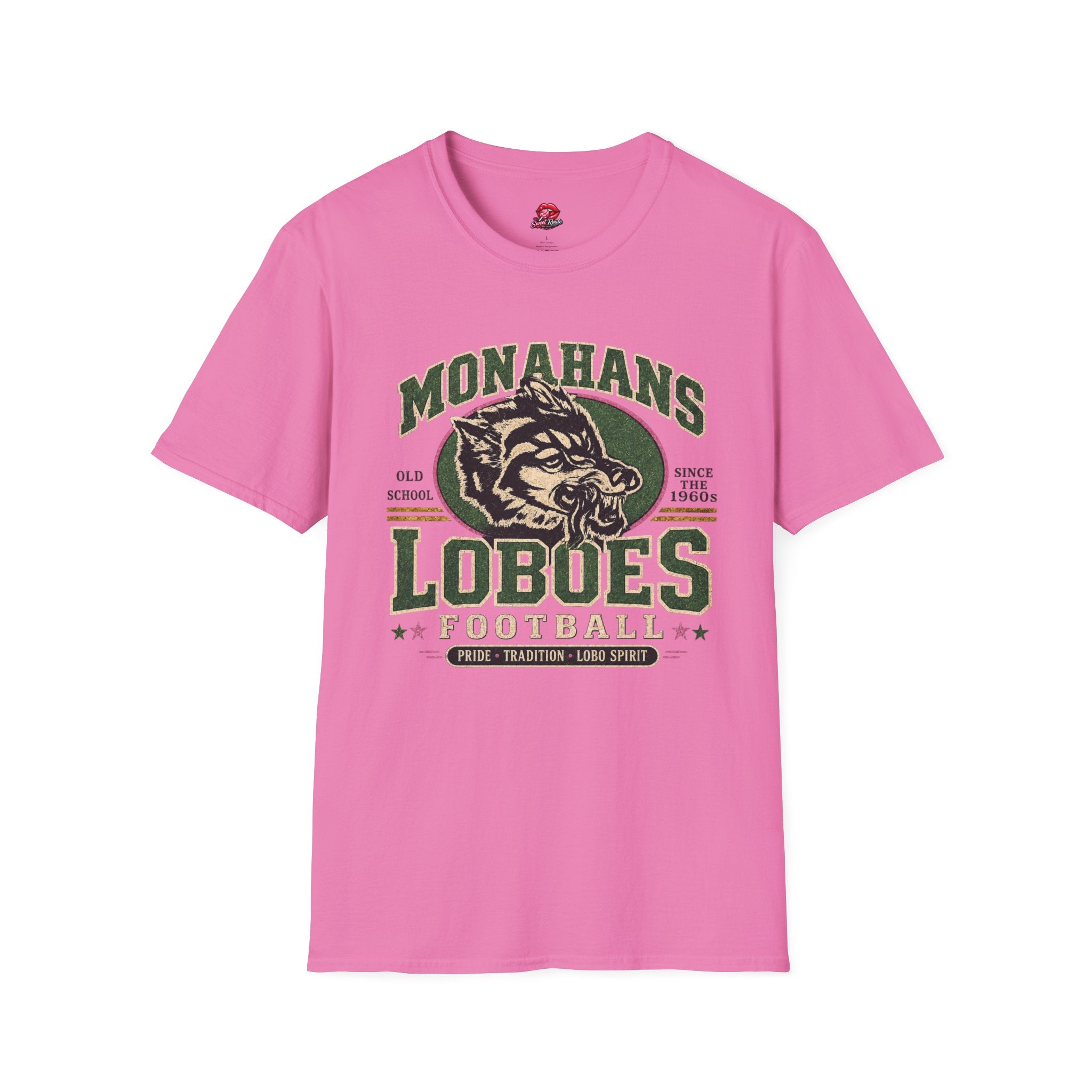 Monahans Loboes Vintage Football Pink Out Accents  T-Shirt