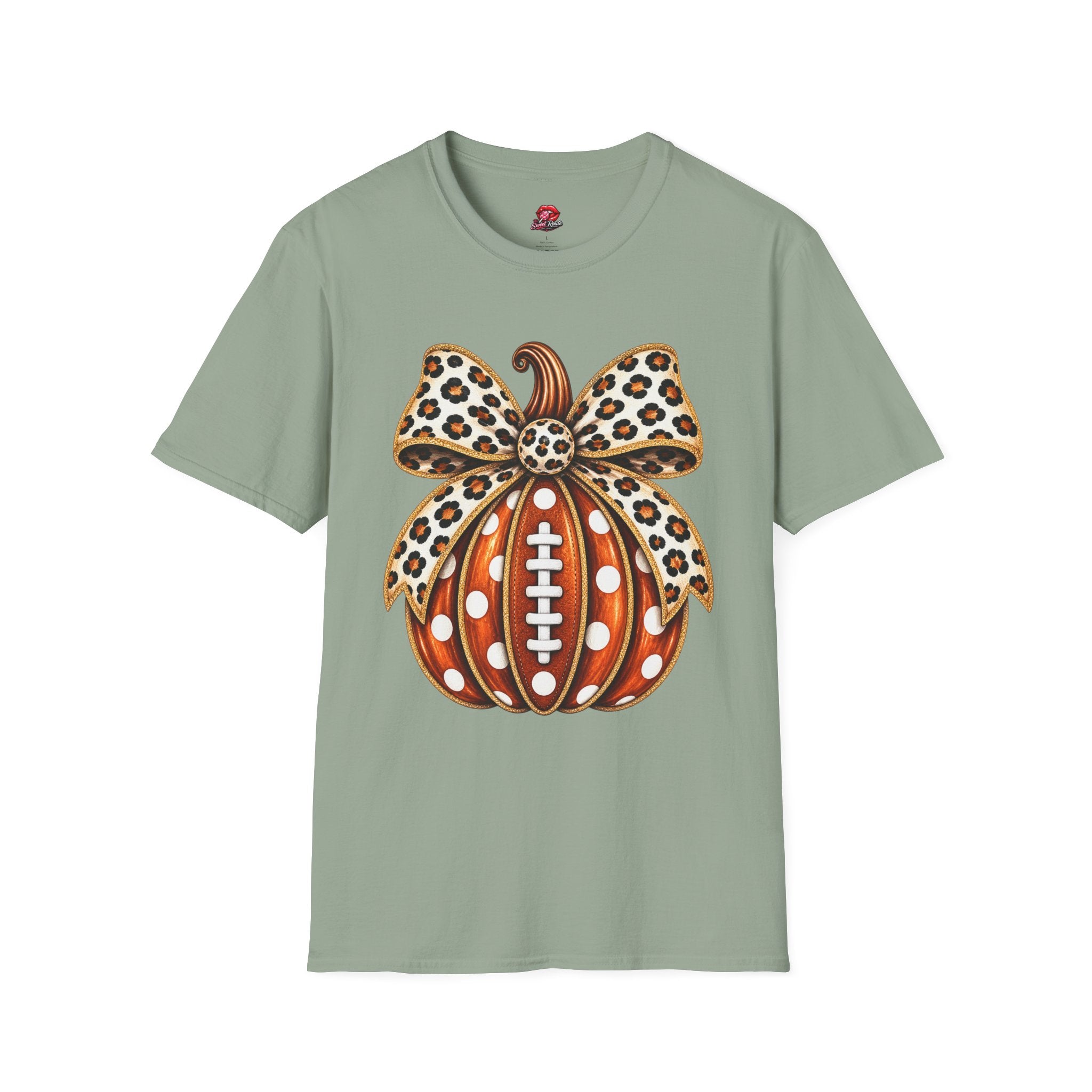 Leopard Bow Football Pumpkin T-Shirt