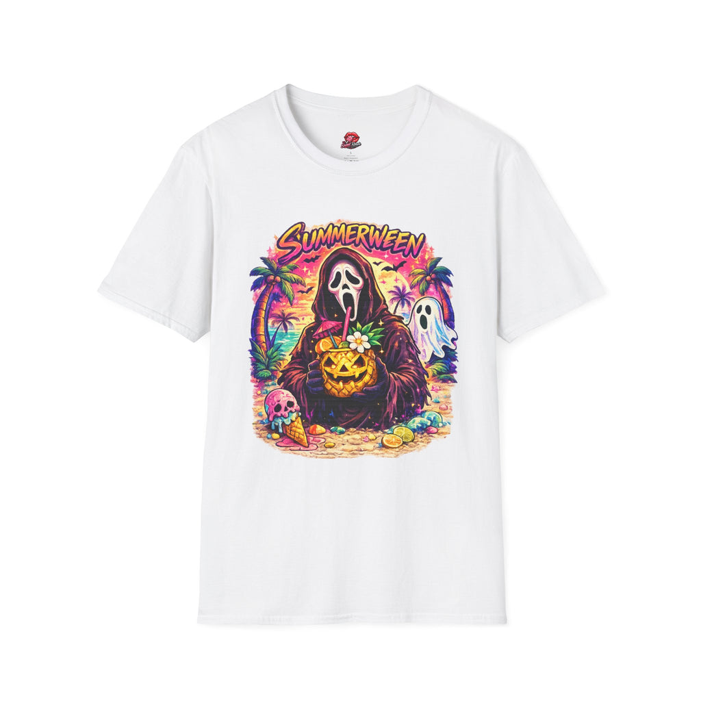 Summerween T-Shirt | Retro Tropical Halloween Graphic Tee | Spooky Beach Ghost Shirt | Cute Summer Halloween Shirt | Fall Lover Gift