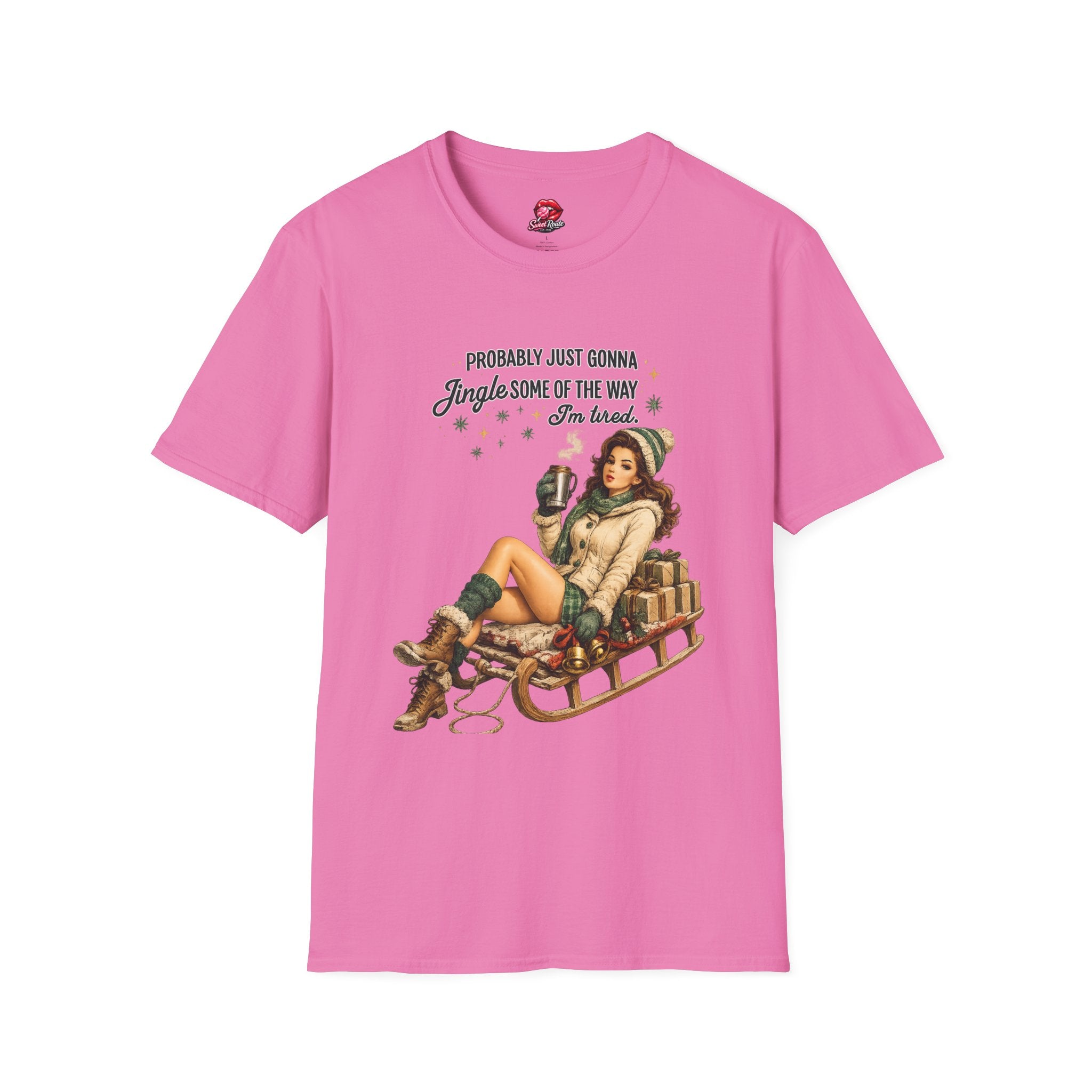 Jingle Some of the Way Vintage Pinup Sleigh T-Shirt