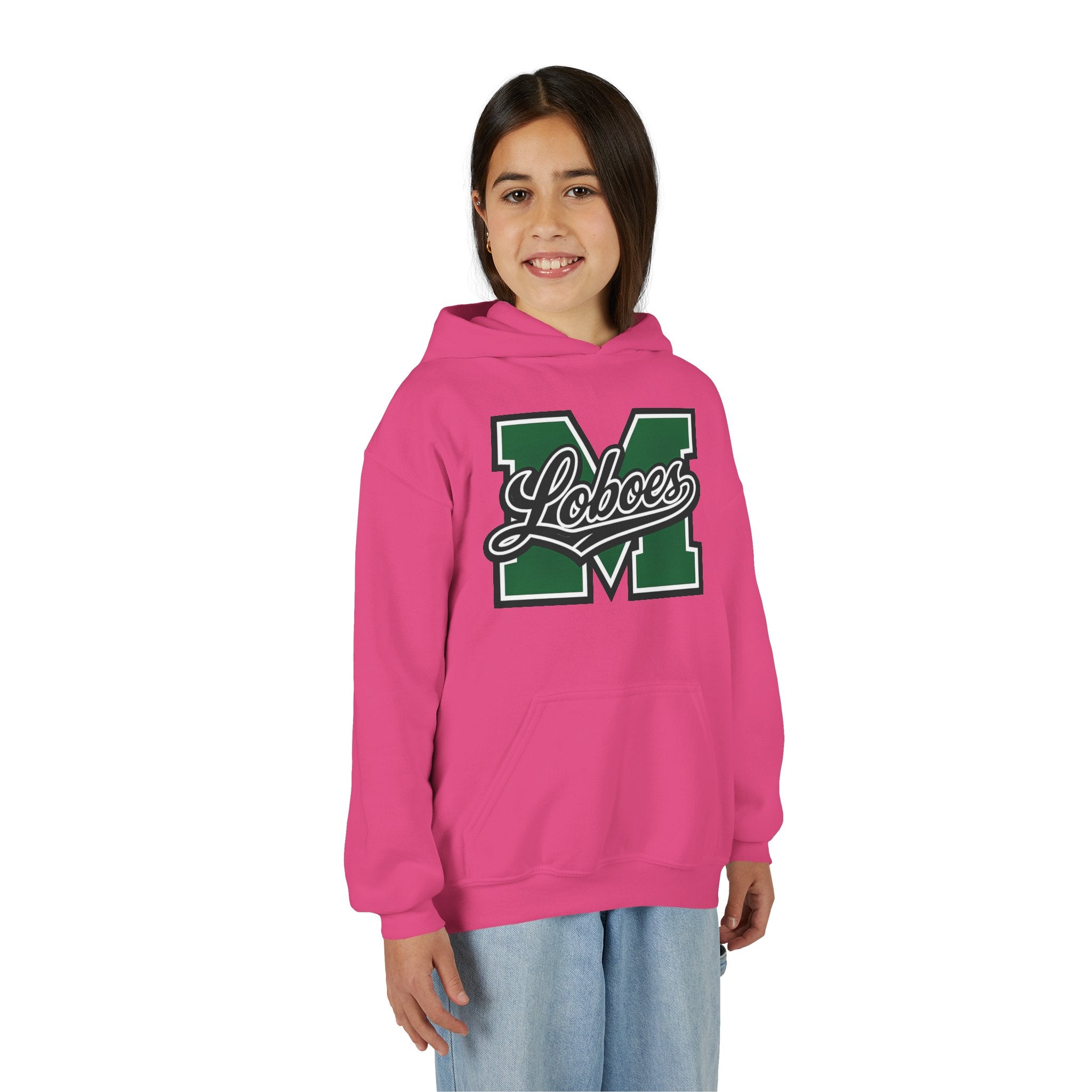 Youth Hoodie — 'M Loboes' Varsity Letterman School Spirit Pullover