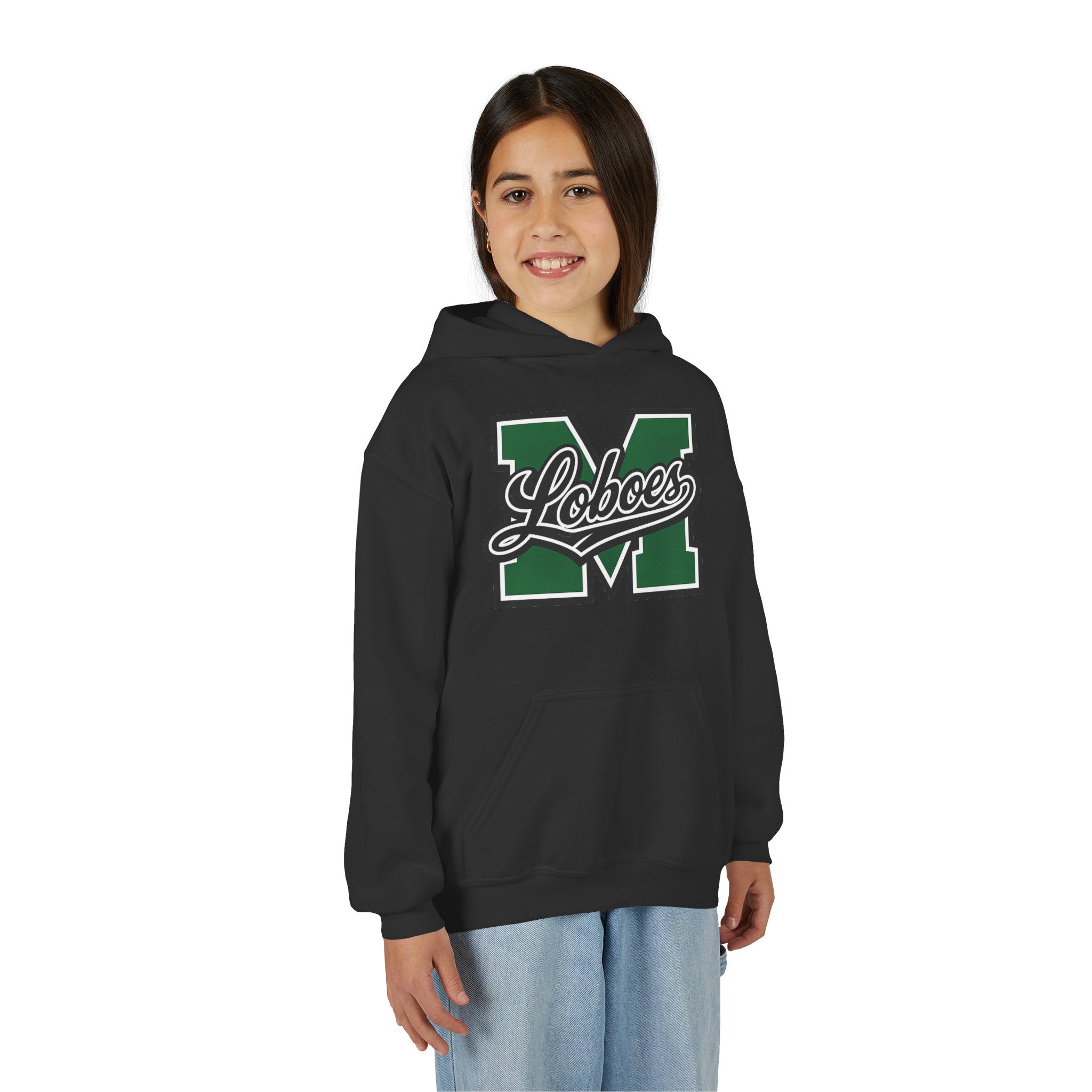 Youth Hoodie — 'M Loboes' Varsity Letterman School Spirit Pullover