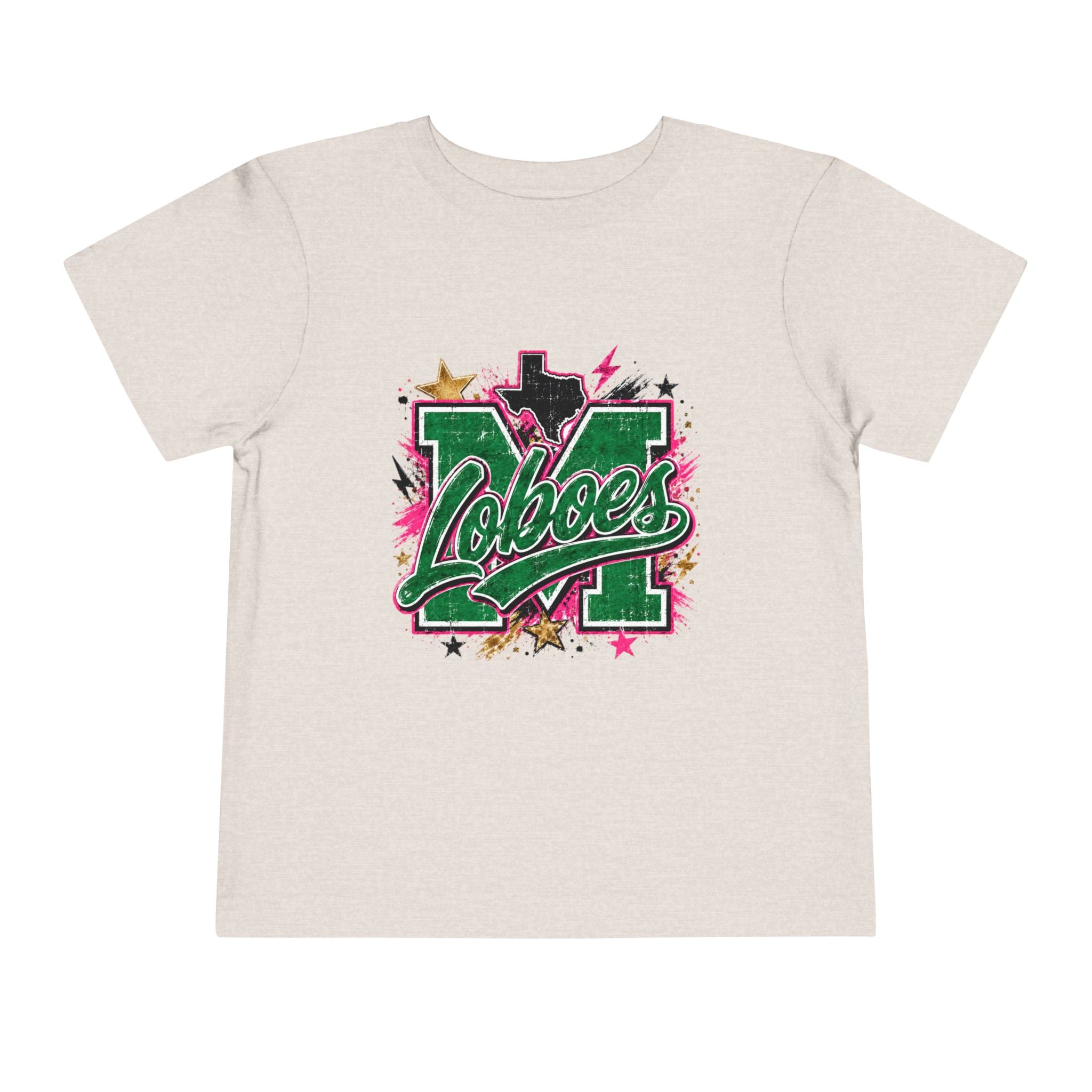 Toddler Tee Loboes Green & Pink Cheer Shirt
