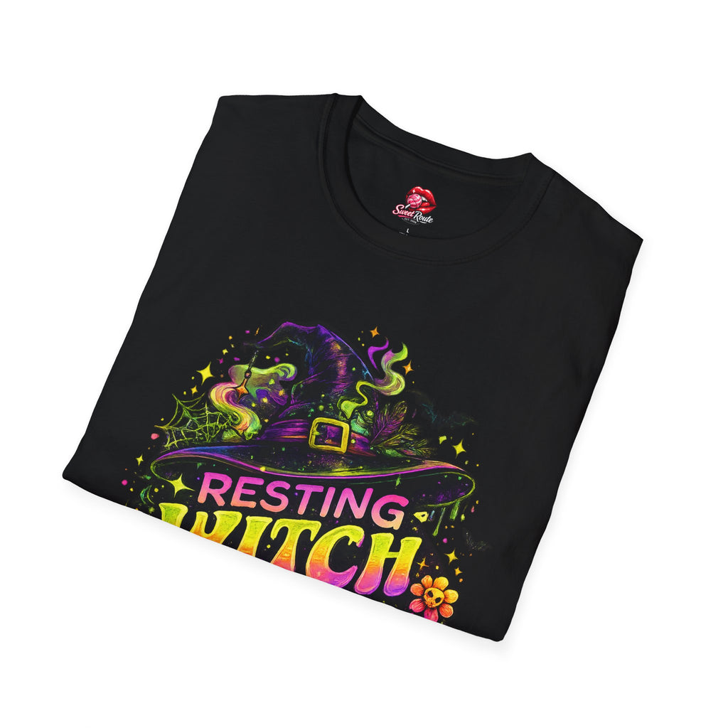 Resting Witch Face Halloween T-Shirt | Funny Witch Graphic Tee | Cute Spooky Season Shirt | Retro Halloween Witch Hat Tee | Fall Halloween Gift