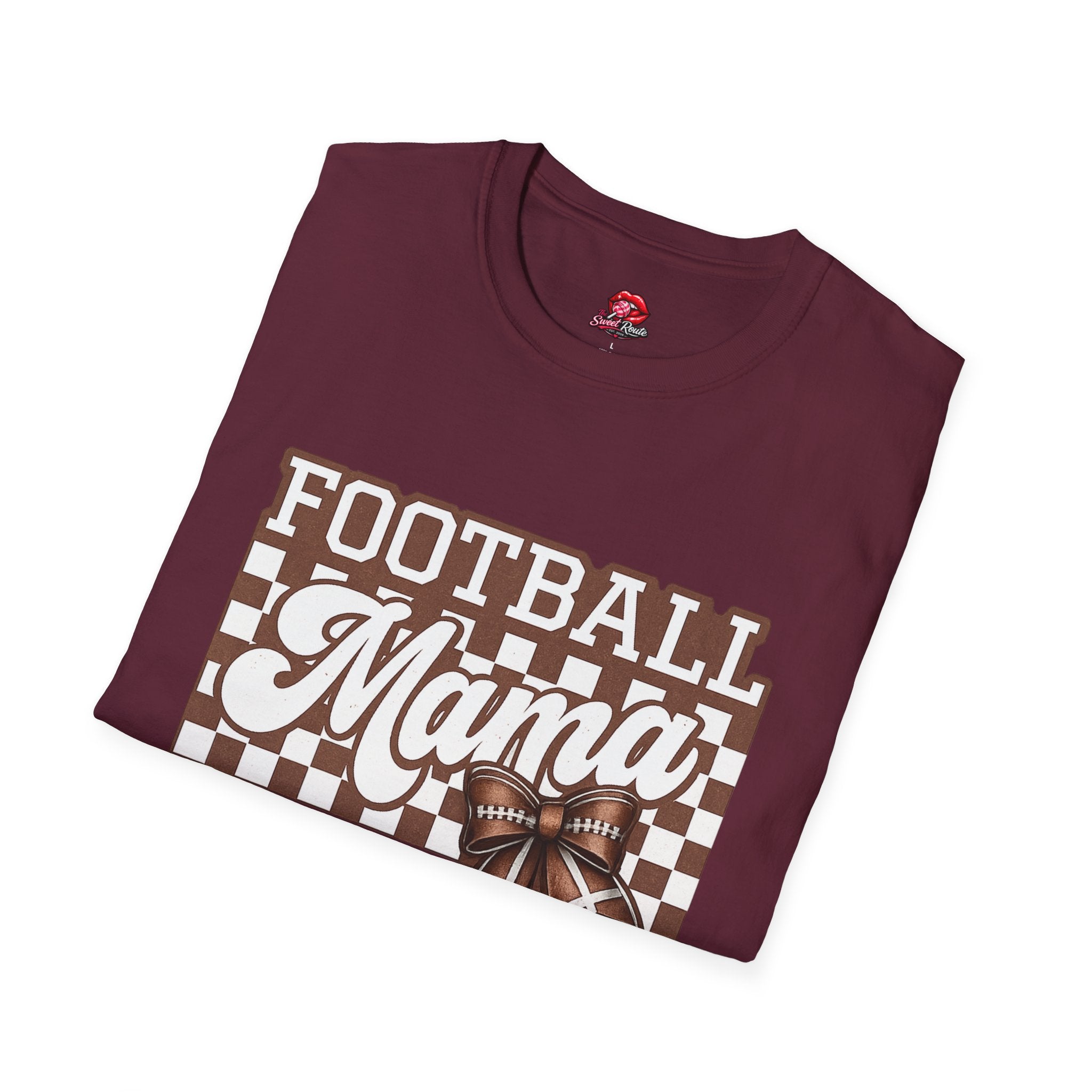 Football Mama T-Shirt | Vintage Brown Checkered Football Mom Tee | Game Day Shirt