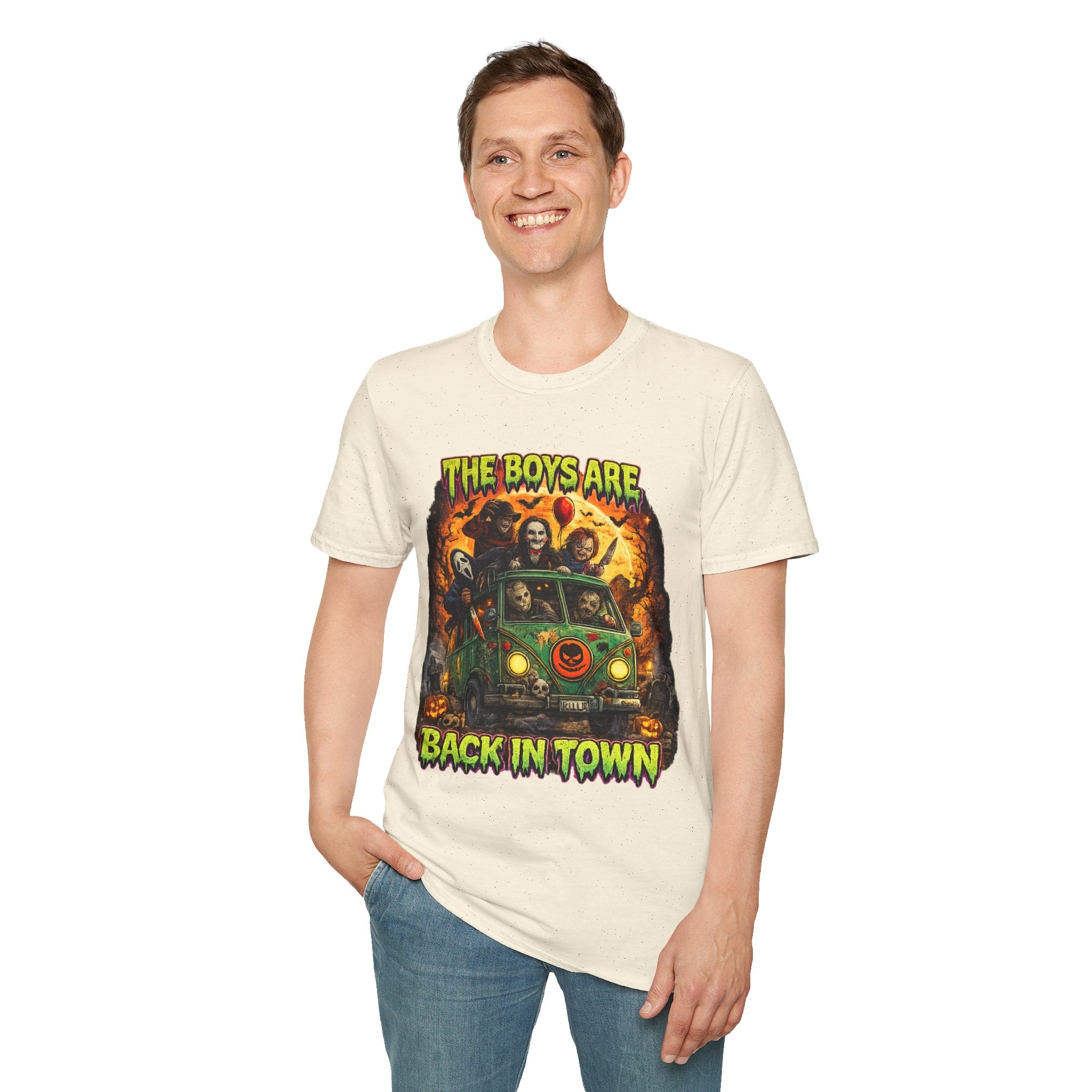 The Boys Are Back in Town Horror Shirt | Retro Horror Movie Icons T-Shirt | Vintage Halloween Graphic Tee | Spooky Slasher Fan Shirt