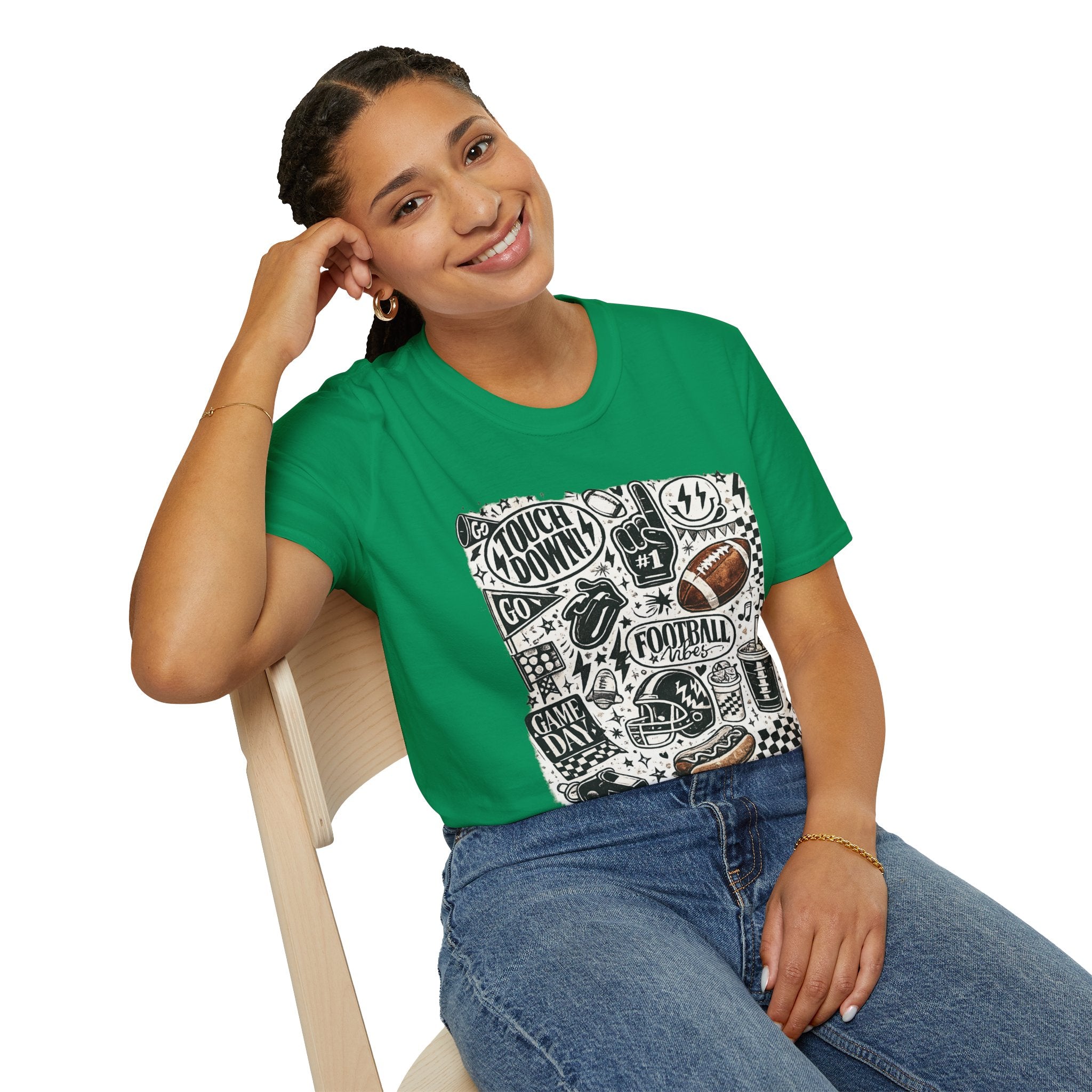 Football Doodle Graphic T-Shirt | Cute Game Day Football Tee | Sports Fan Fall Shirt