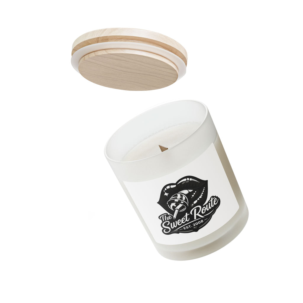 Black Sweet Route Frosted Glass Candle, 11oz
