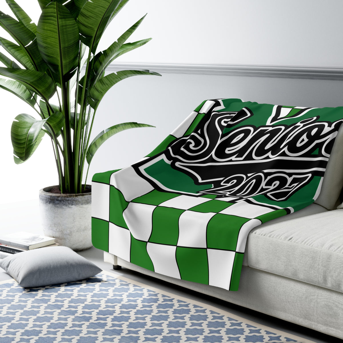 Green Checkerboard Senior Stadium Blanket