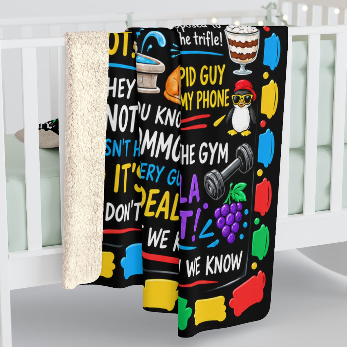 Friends Quote Sherpa Fleece Blanket