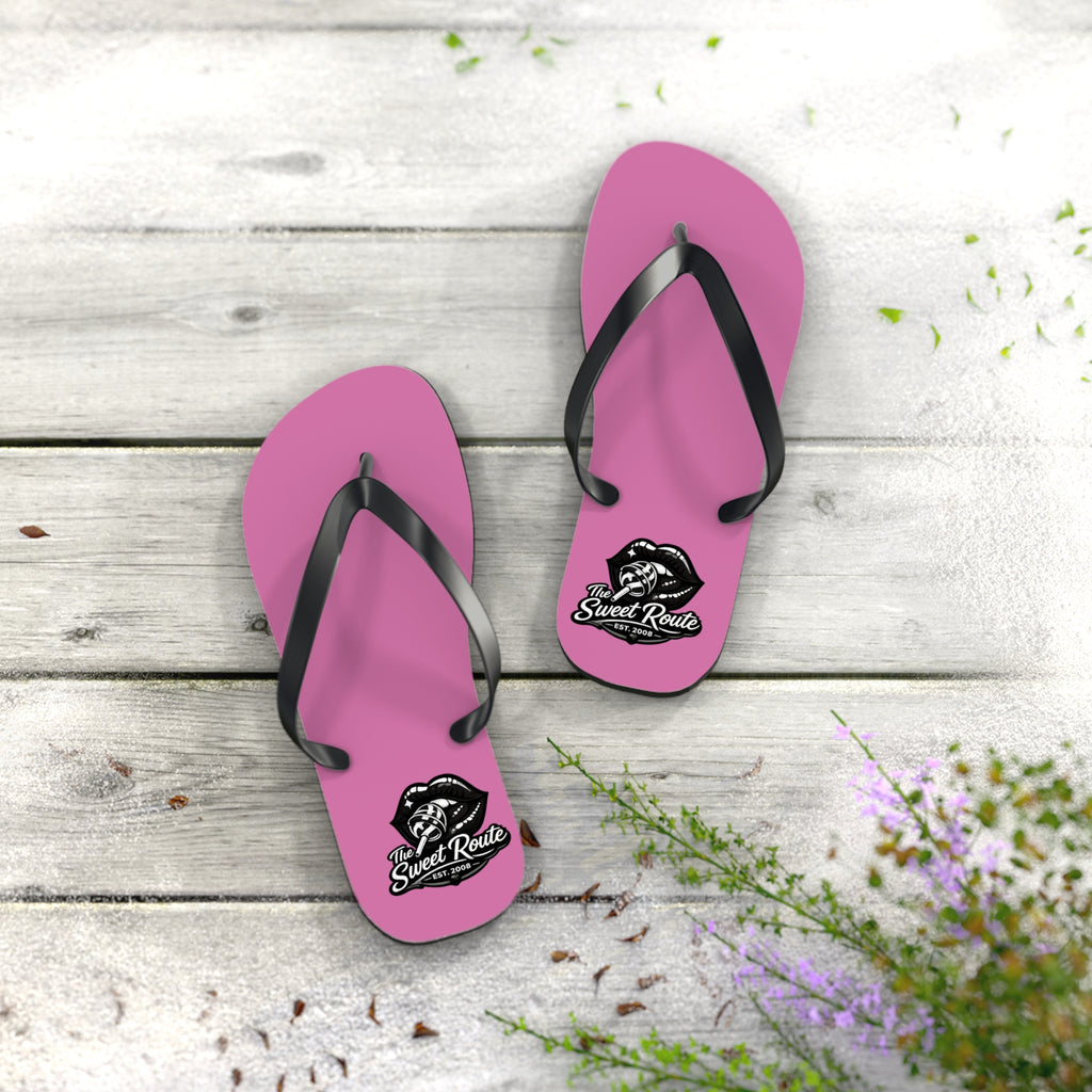 Pink Sweet Route Logo Beach Sandals