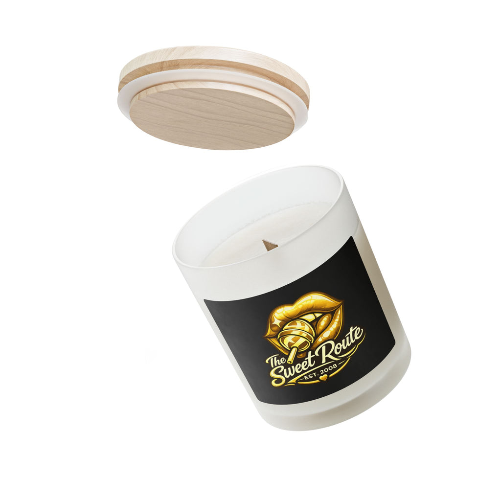 Gold Sweet Route Frosted Glass Candle, 11oz