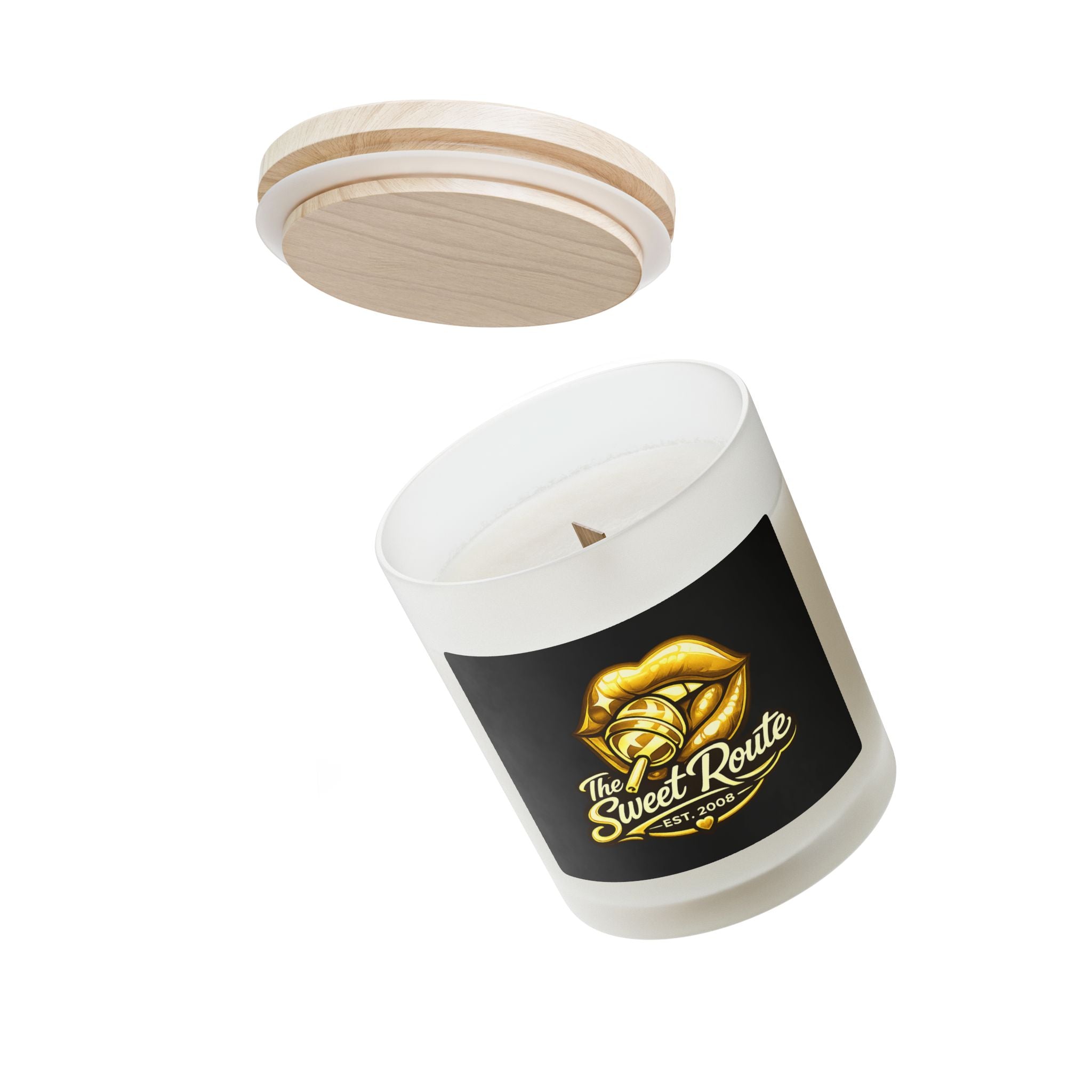 Gold Sweet Route Frosted Glass Candle, 11oz