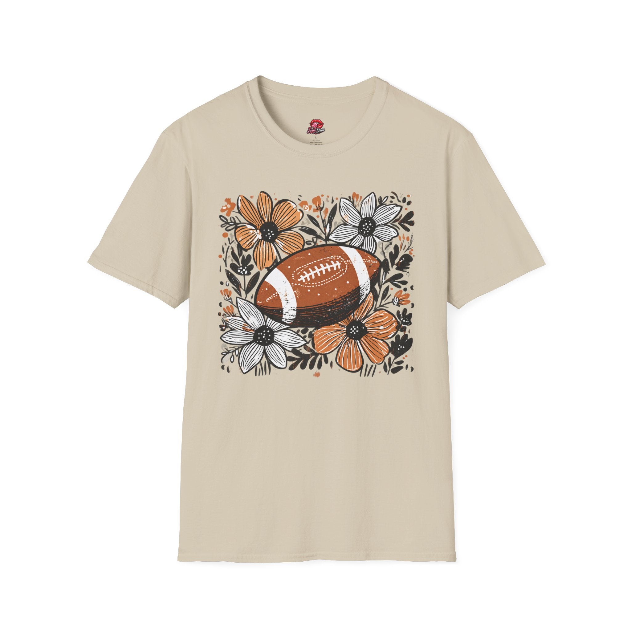 Floral Football T-Shirt — Vintage Fall Game Day Tee